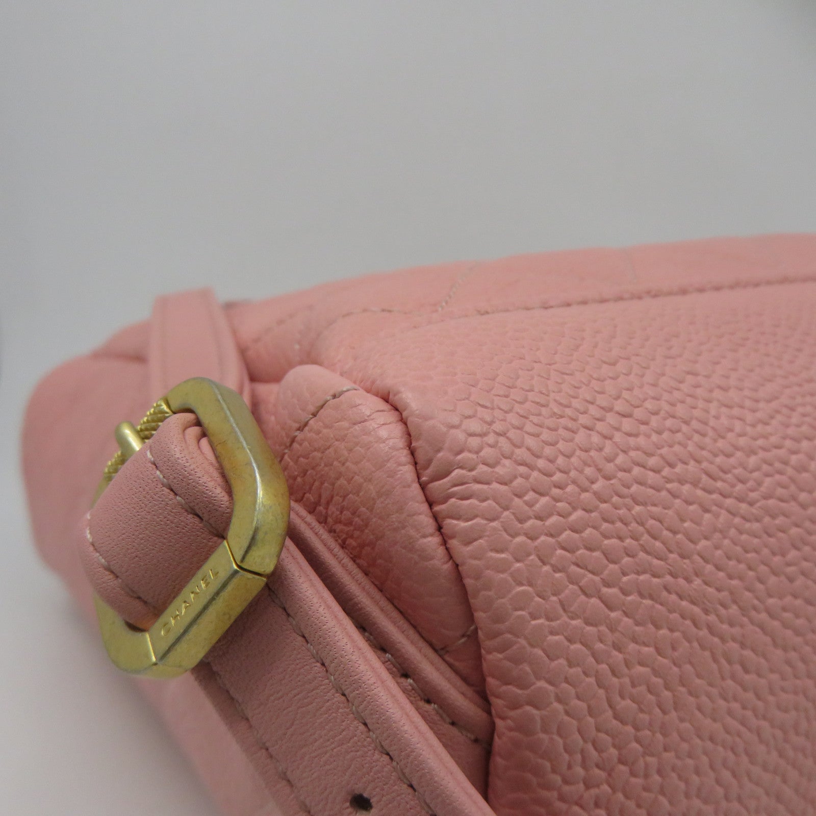 CHANEL 【激減優惠】菱格牛皮皮革Back Pack金扣背包粉紅色