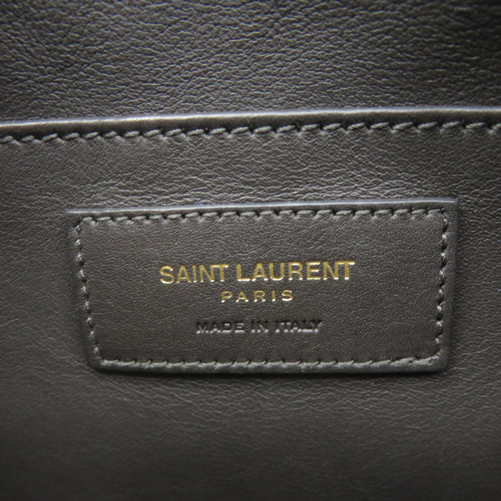 SAINT LAURENT Cowhide Leather / Snake Leather Way Shoulder Bag Handle Shoulder Bag Brown