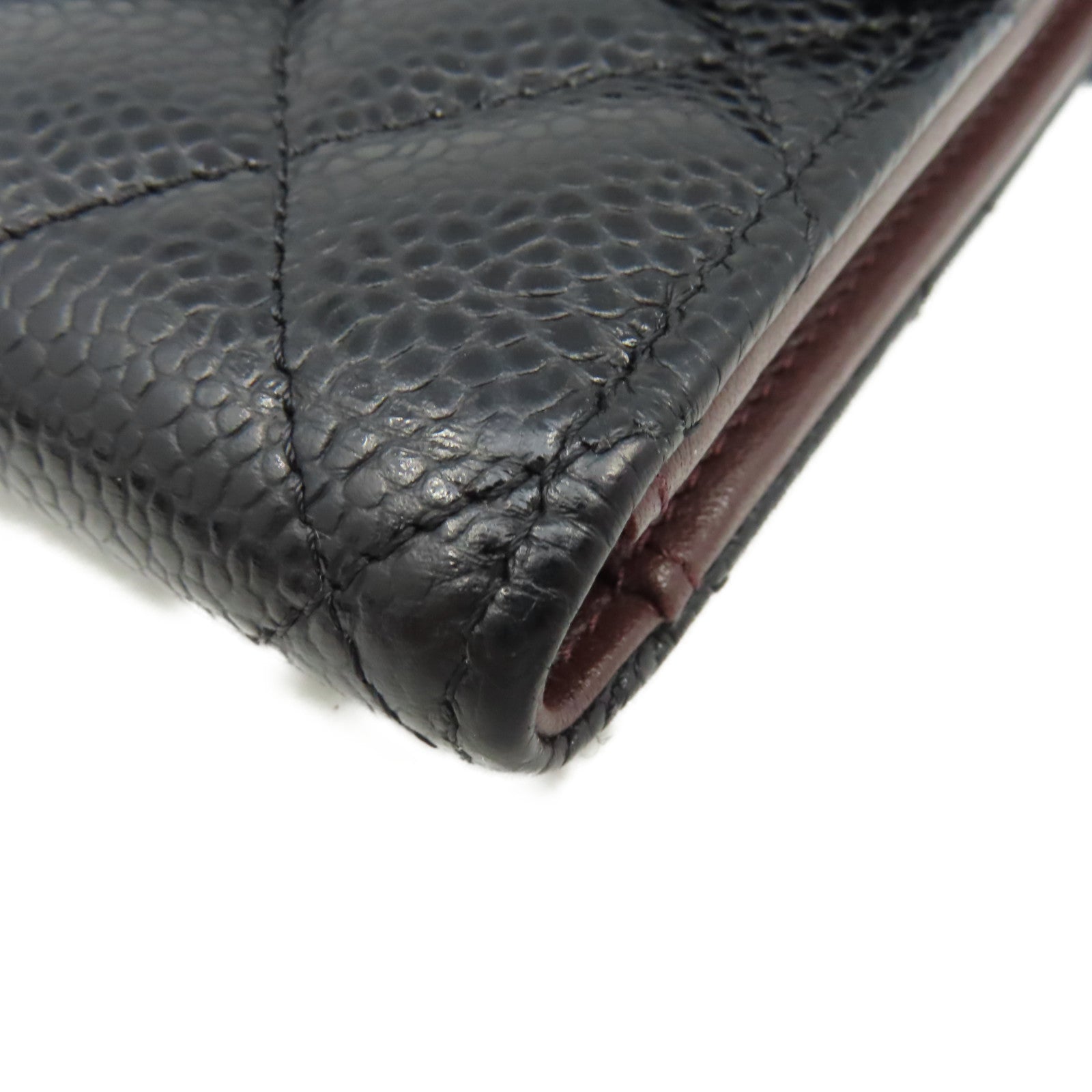 CHANEL 菱格Caviar皮革Short Wallet金扣短錢包黑色