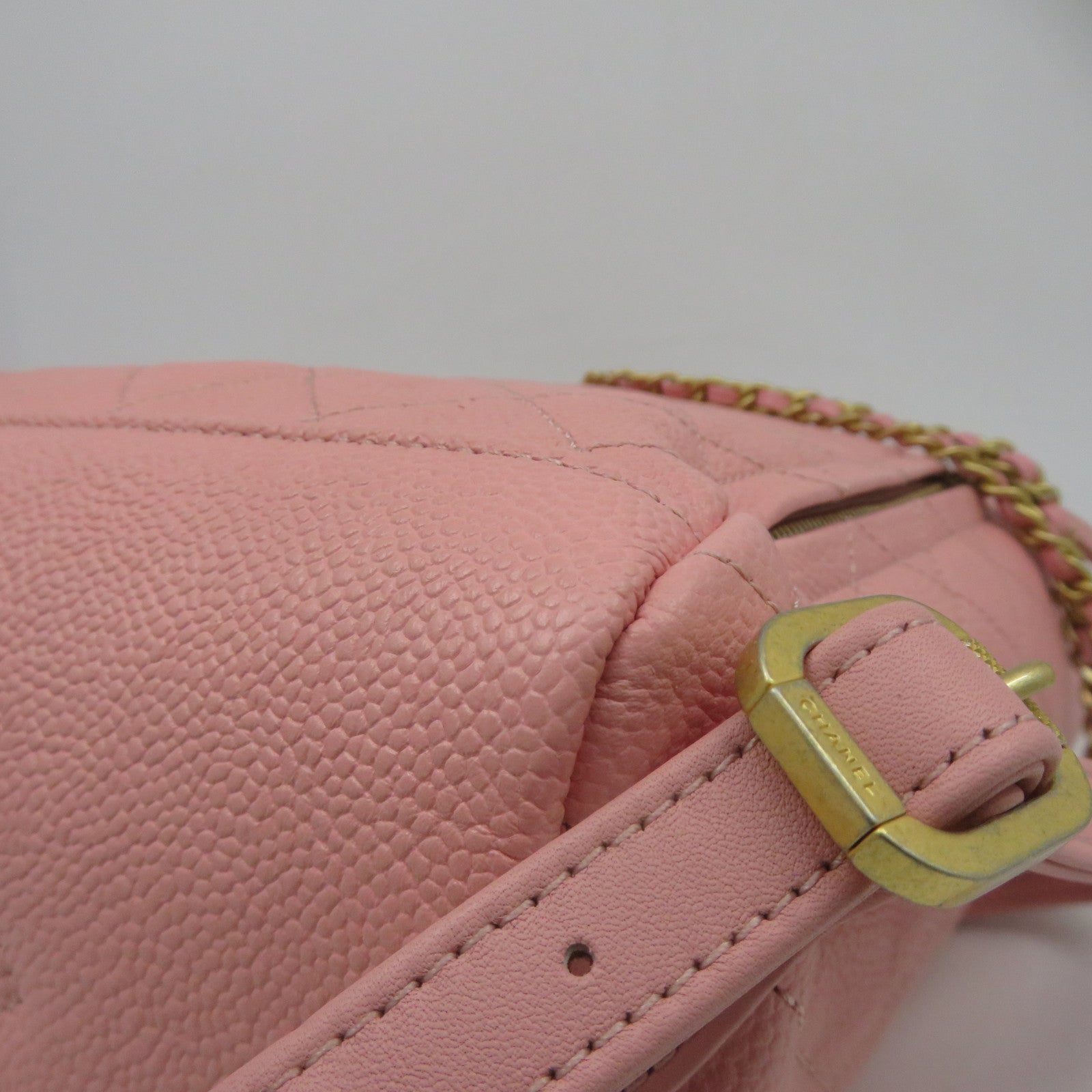 CHANEL 【激減優惠】菱格牛皮皮革Back Pack金扣背包粉紅色