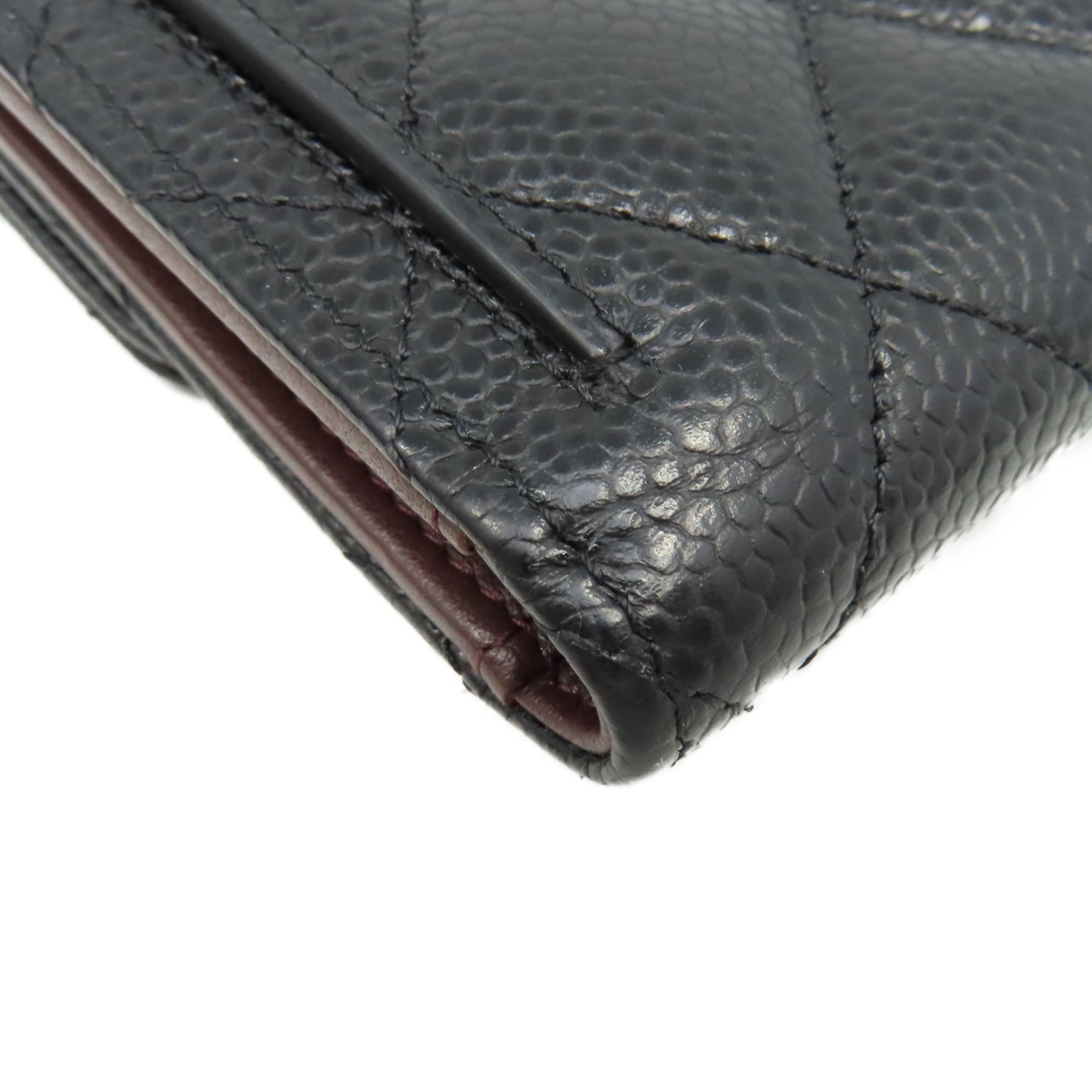 CHANEL 菱格Caviar皮革Short Wallet金扣短錢包黑色