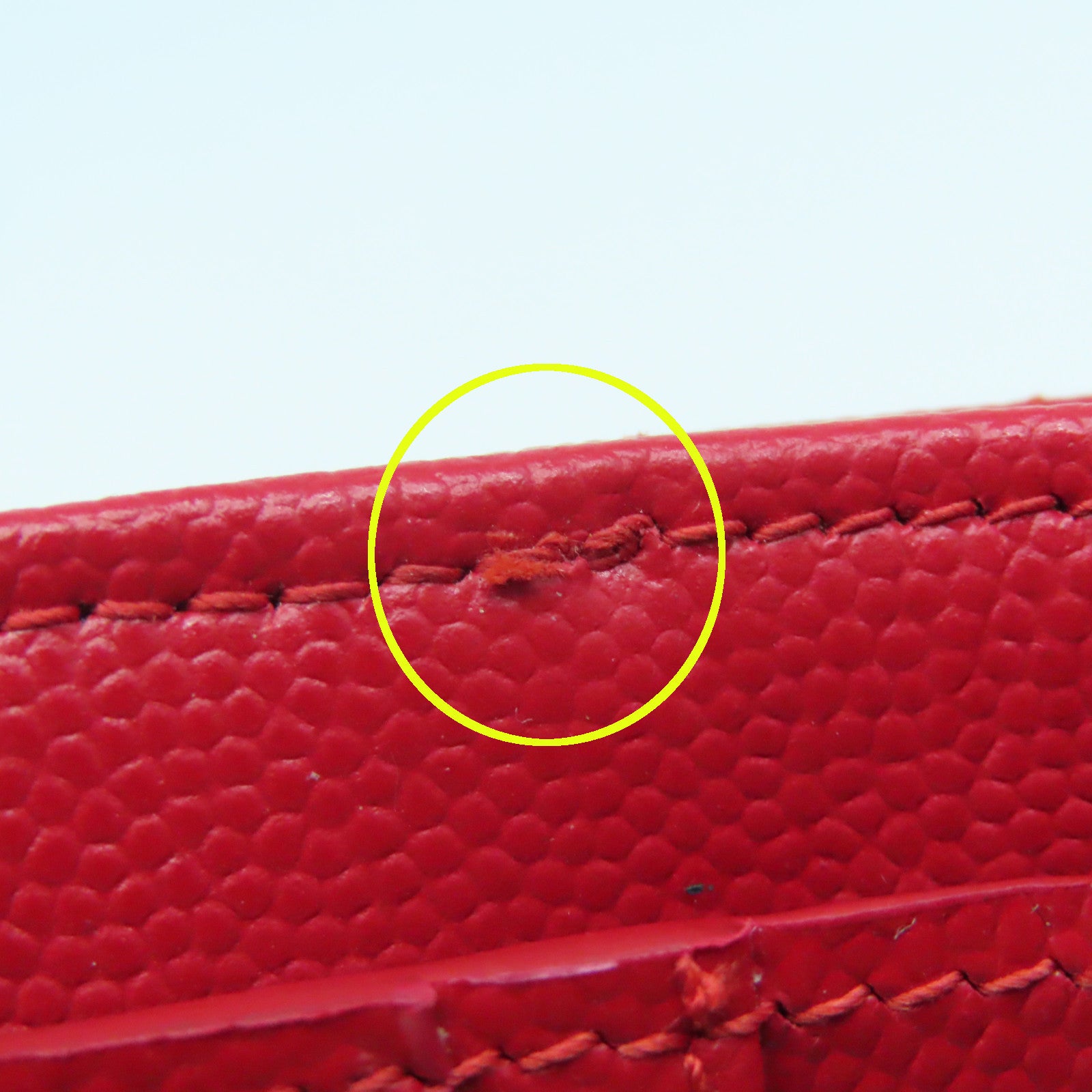 SAINT LAURENT 斜纹牛皮皮革Wallet金扣钱包红色