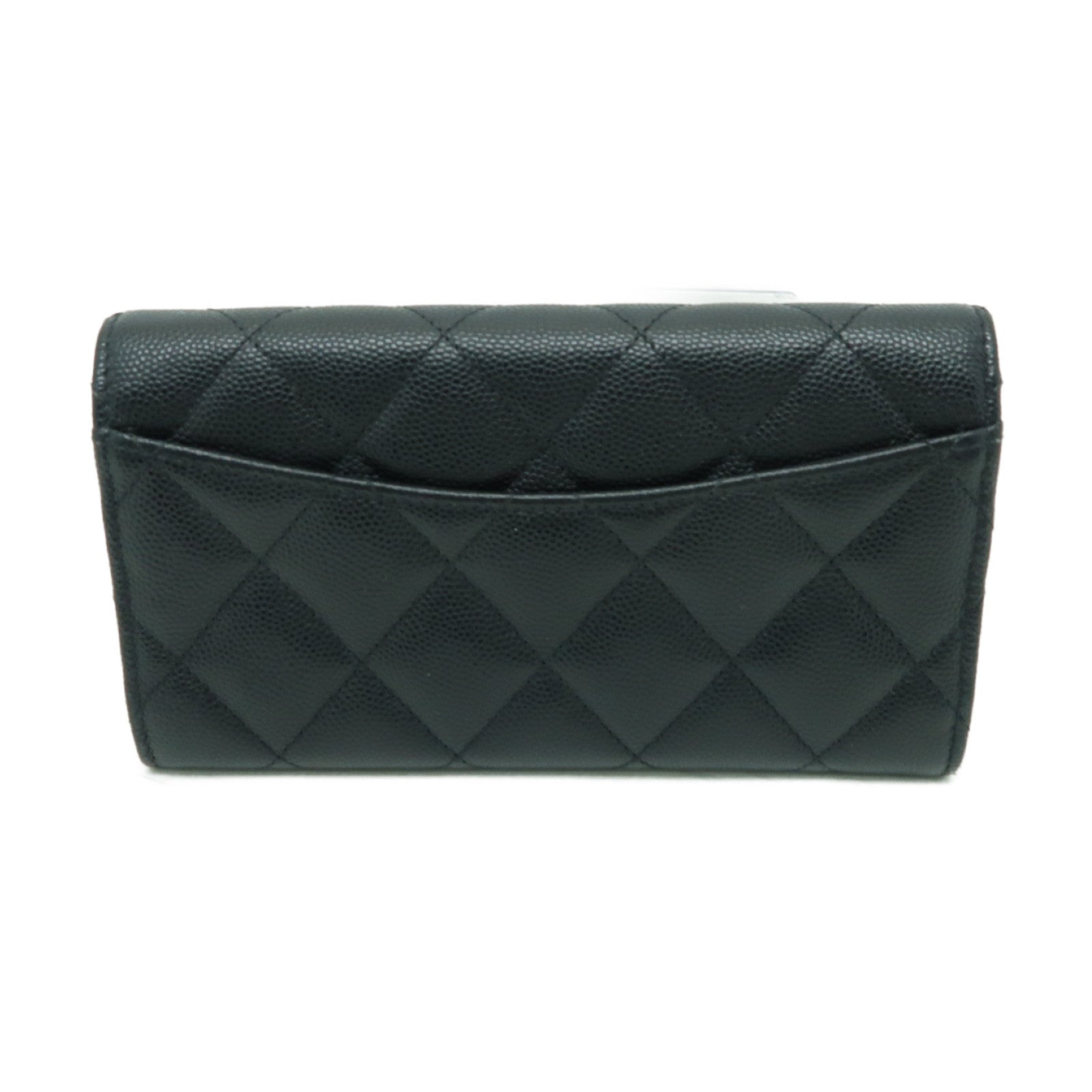 CHANEL 菱格Caviar皮革Wallet金扣錢包黒色