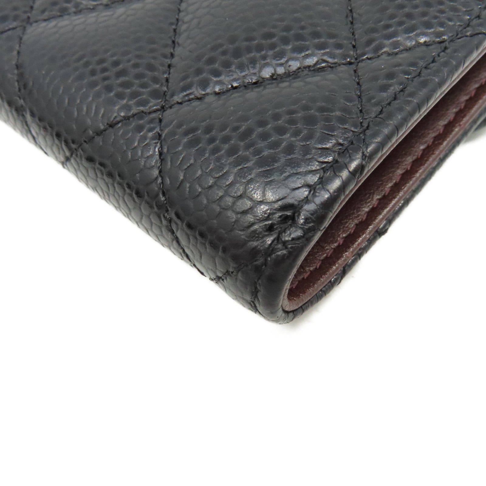 CHANEL 菱格Caviar皮革Short Wallet金扣短錢包黑色