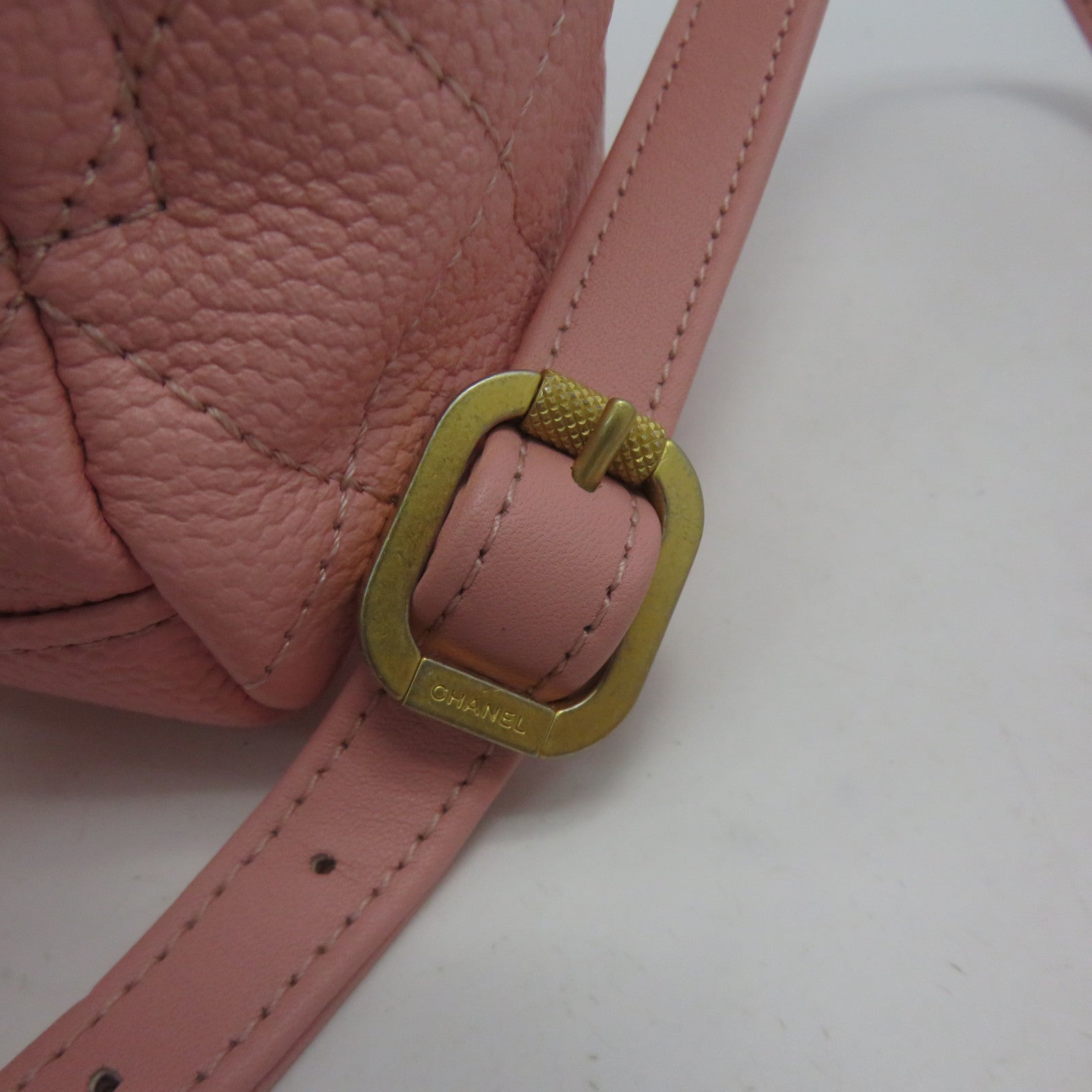 CHANEL 【激減優惠】菱格牛皮皮革Back Pack金扣背包粉紅色