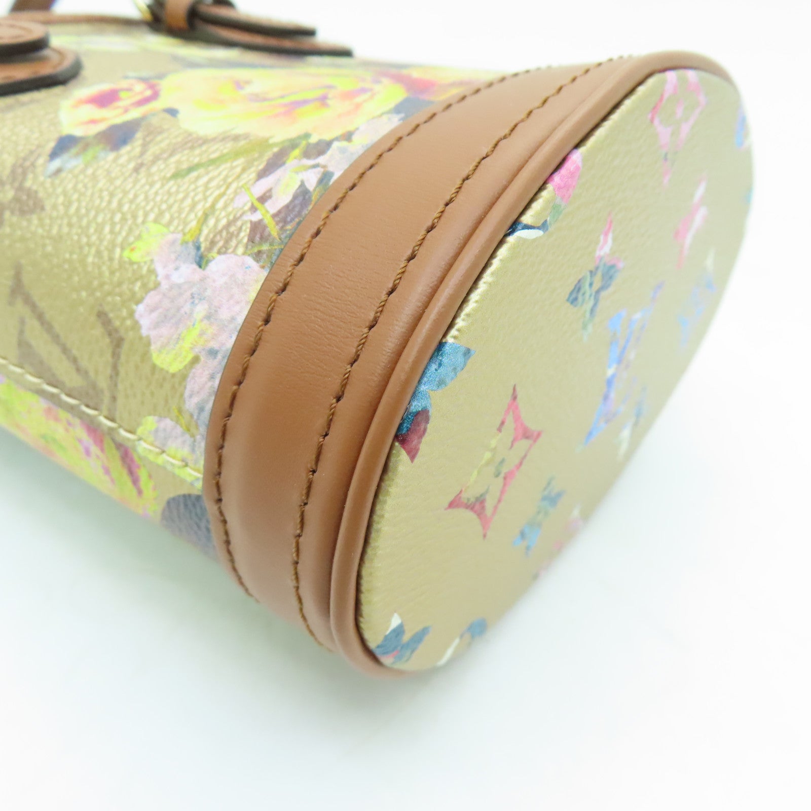 LOUIS VUITTON Monogram Nano Bucket金扣手挽肩背兩用袋金色