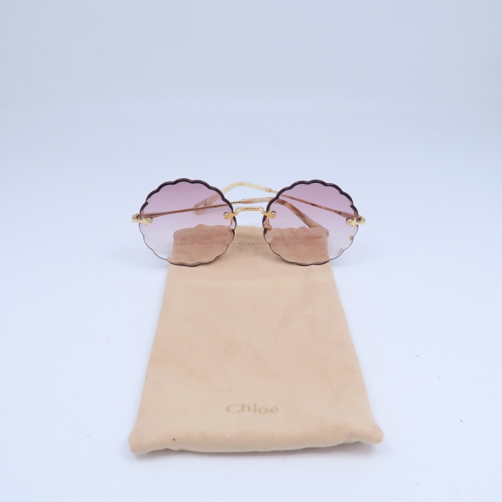 Chloe 金屬/PVC Sunglasses太陽眼鏡紫色/米色
