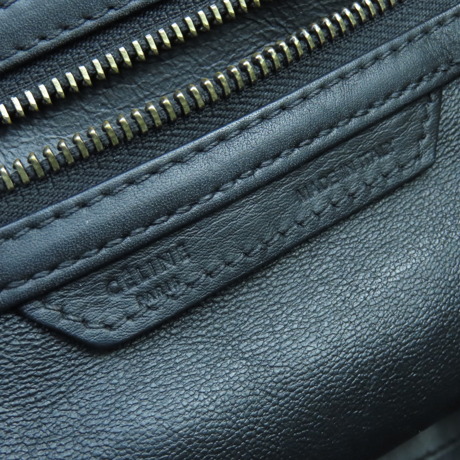 CELINE Cowhide Leather Mini Luggage Gold Buckle Handle Bag Black