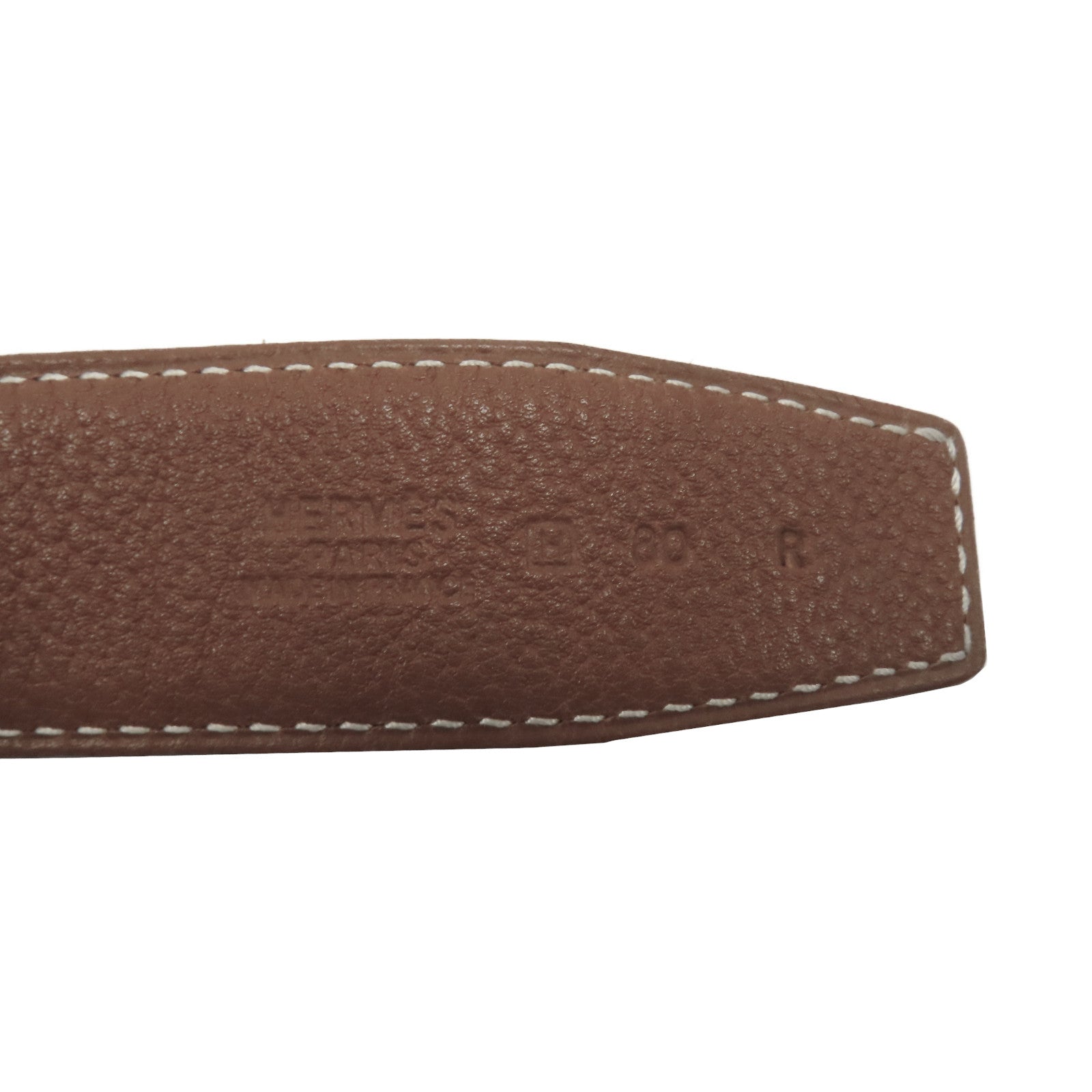 HERMES Chevre皮革Belt 80cm銀扣皮帶啡色