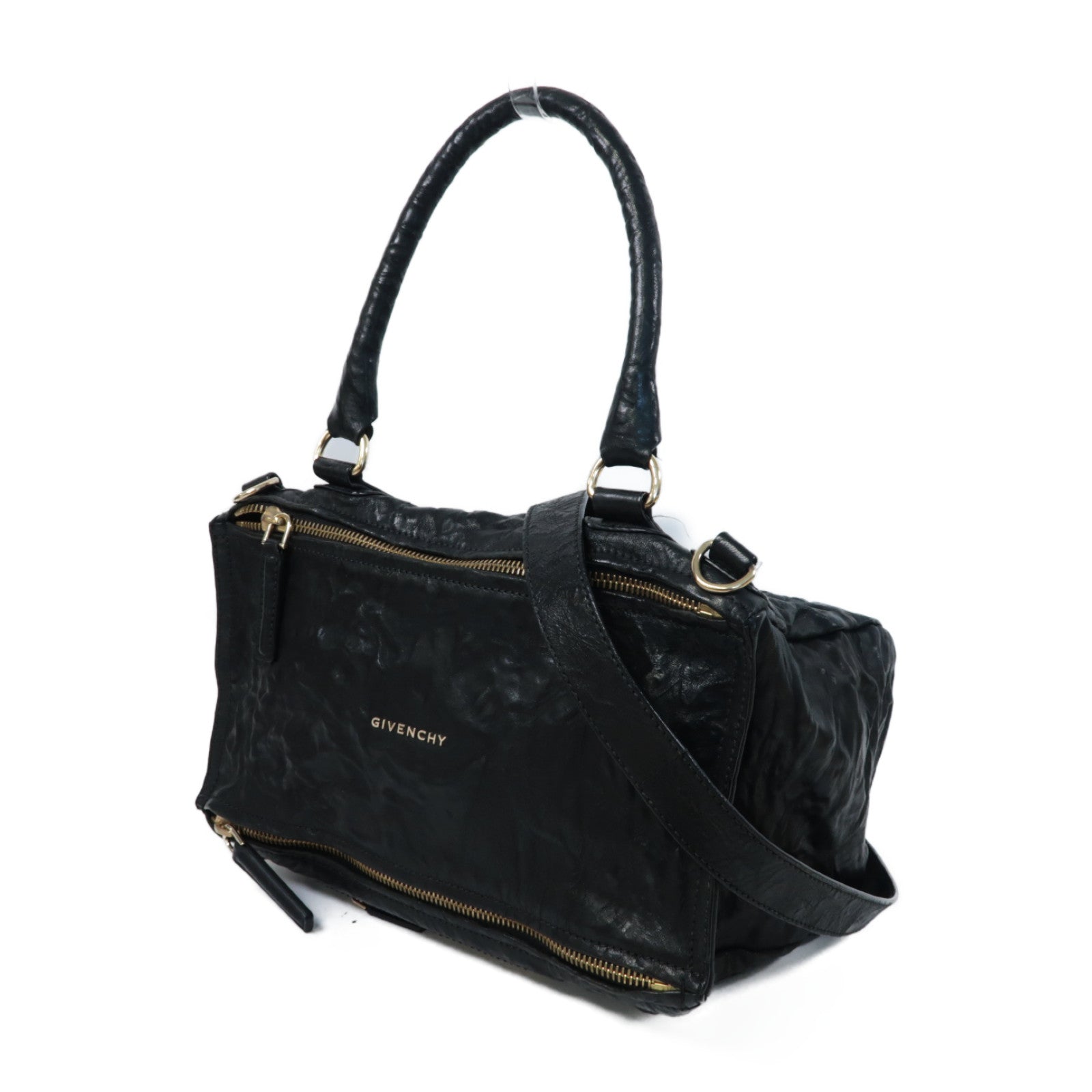 GIVENCHY 牛皮皮革Pandora金扣手挽肩背兩用袋黑色