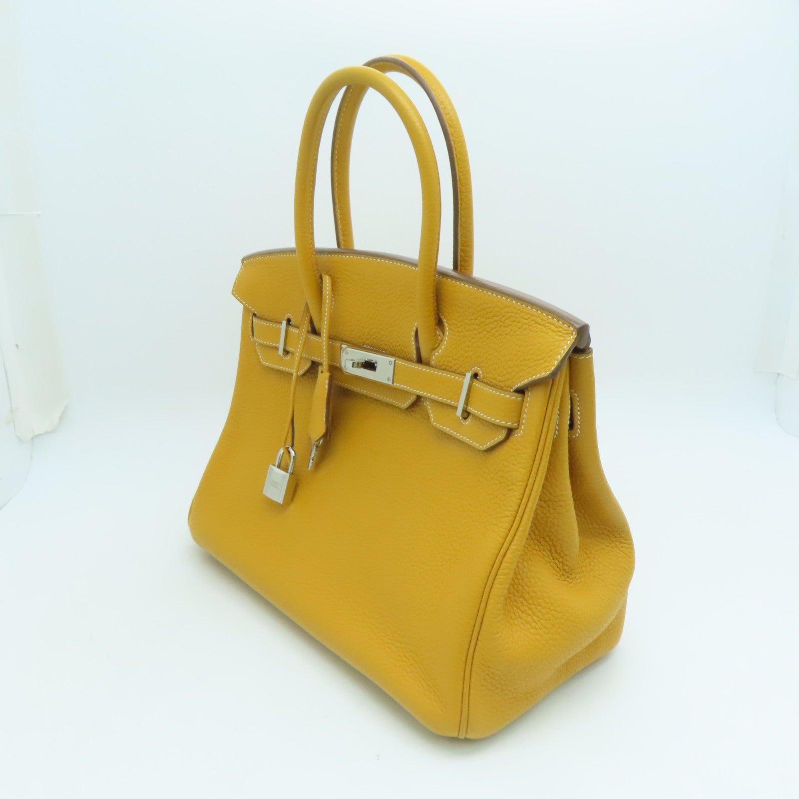 HERMES Togo皮革Birkin 30银扣手挽袋Moutrade芥末黄