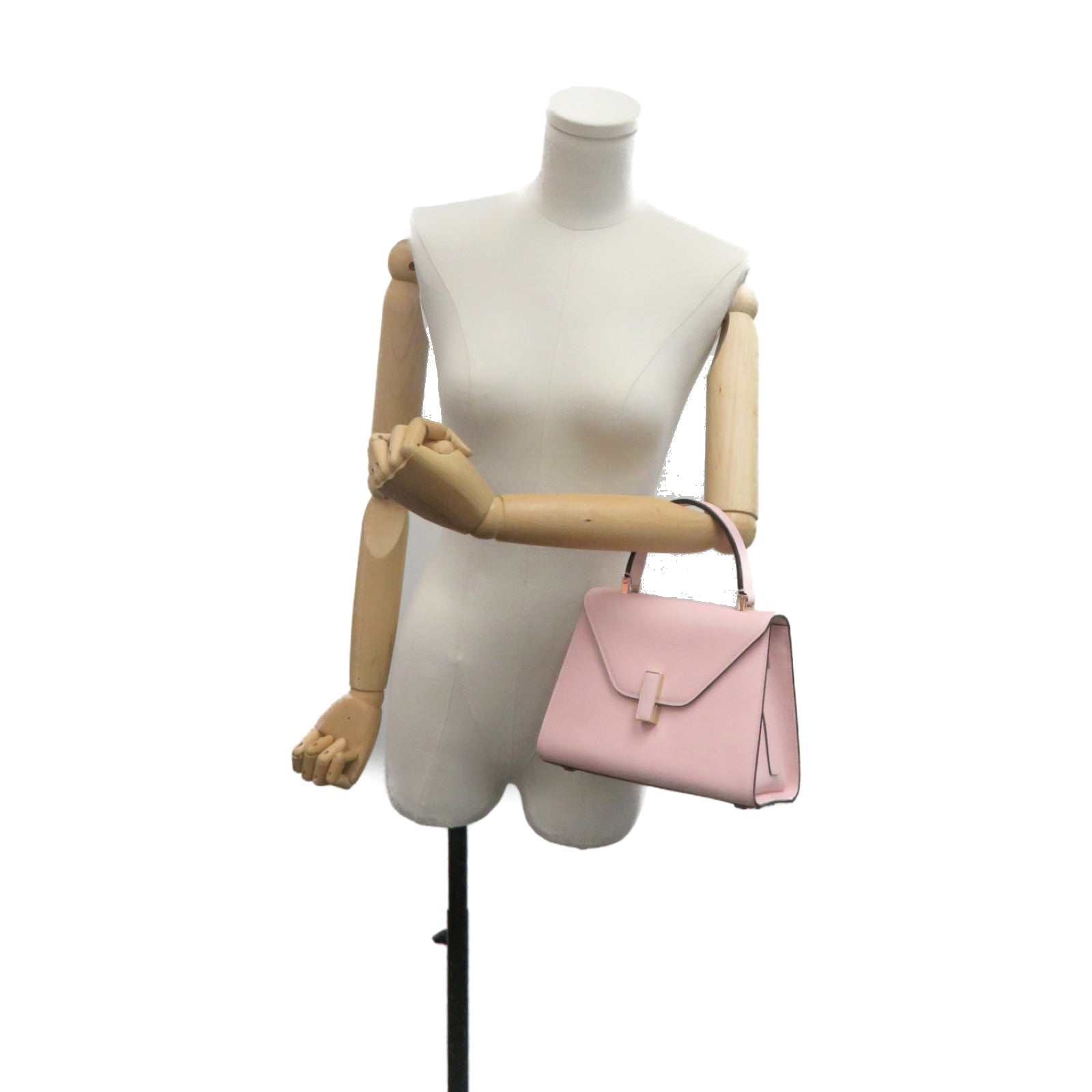 SELECTION Cowhide Leather Valextra Mini Textued 2Way Hand Bag Pink