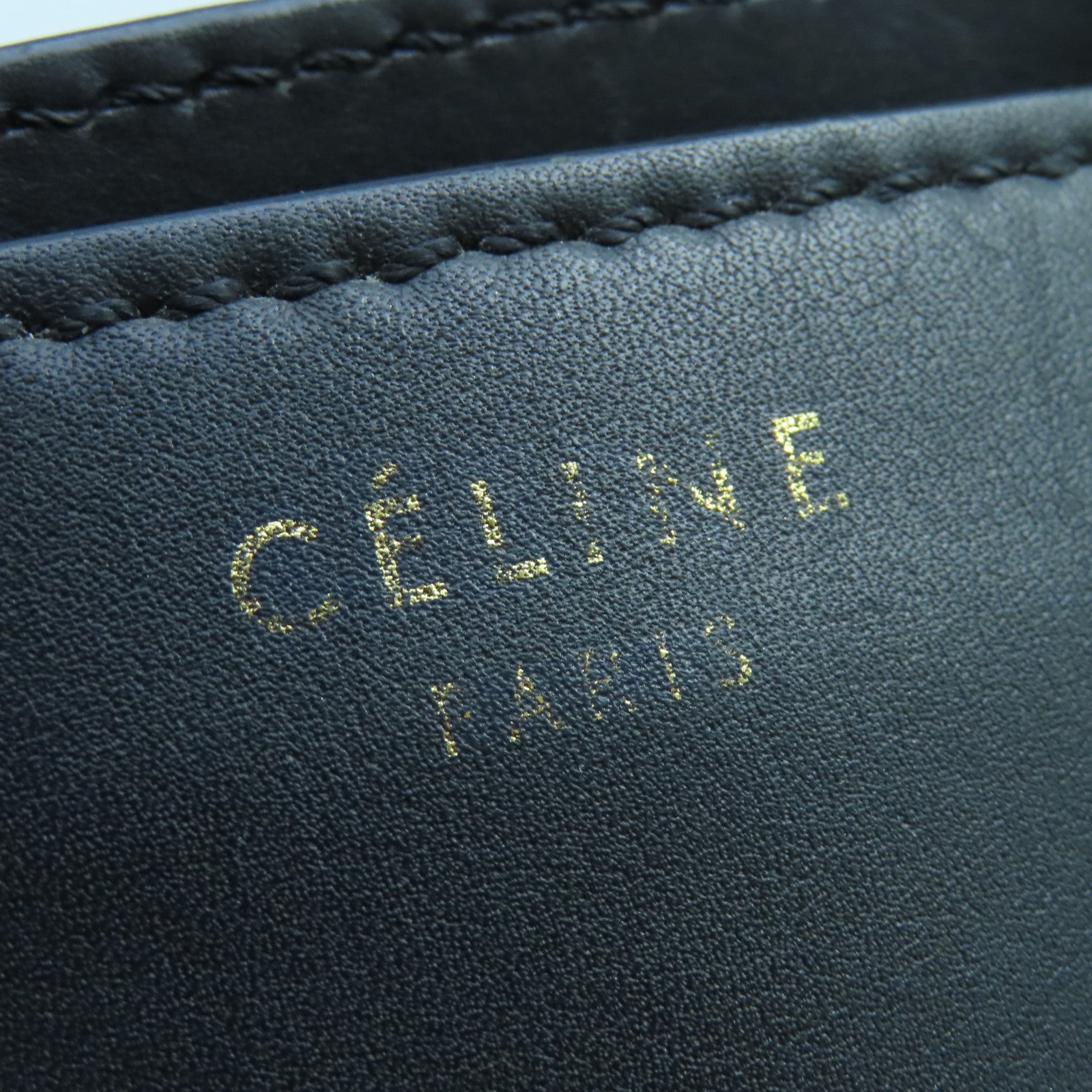 CELINE Cowhide Leather Mini Luggage Gold Buckle Handle Bag Black