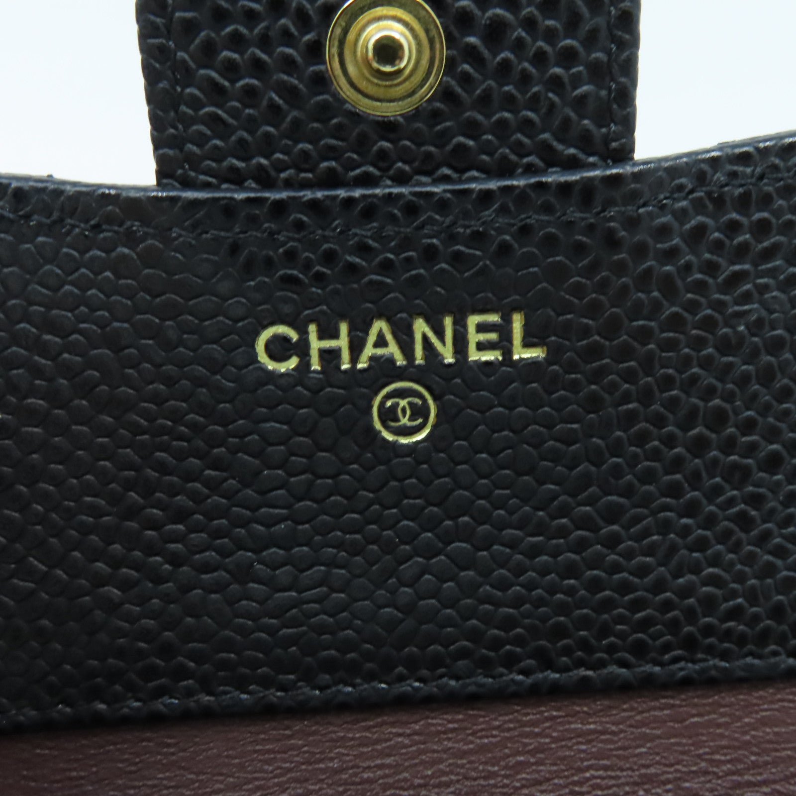 CHANEL 菱格Caviar皮革Short Wallet金扣短錢包黑色