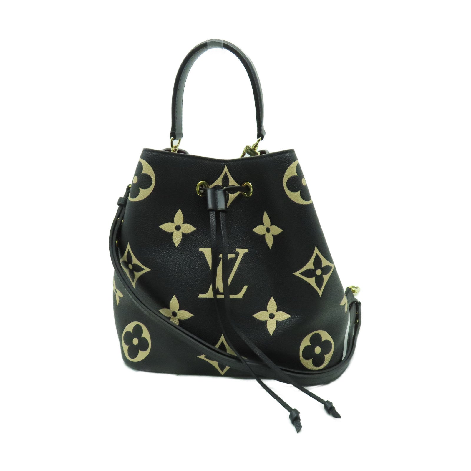 LOUIS VUITTON Monogram Empreinte Neo Noe MM金扣手挽肩背兩用袋黑色