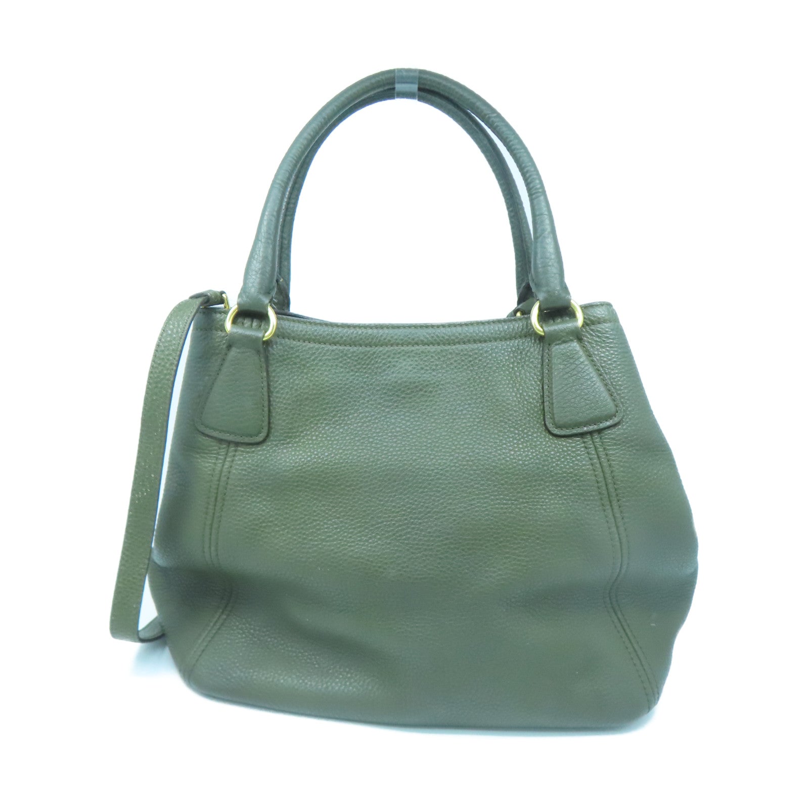 PRADA cowhide leather Shoulder Bag gold buckle handle shoulder bag green