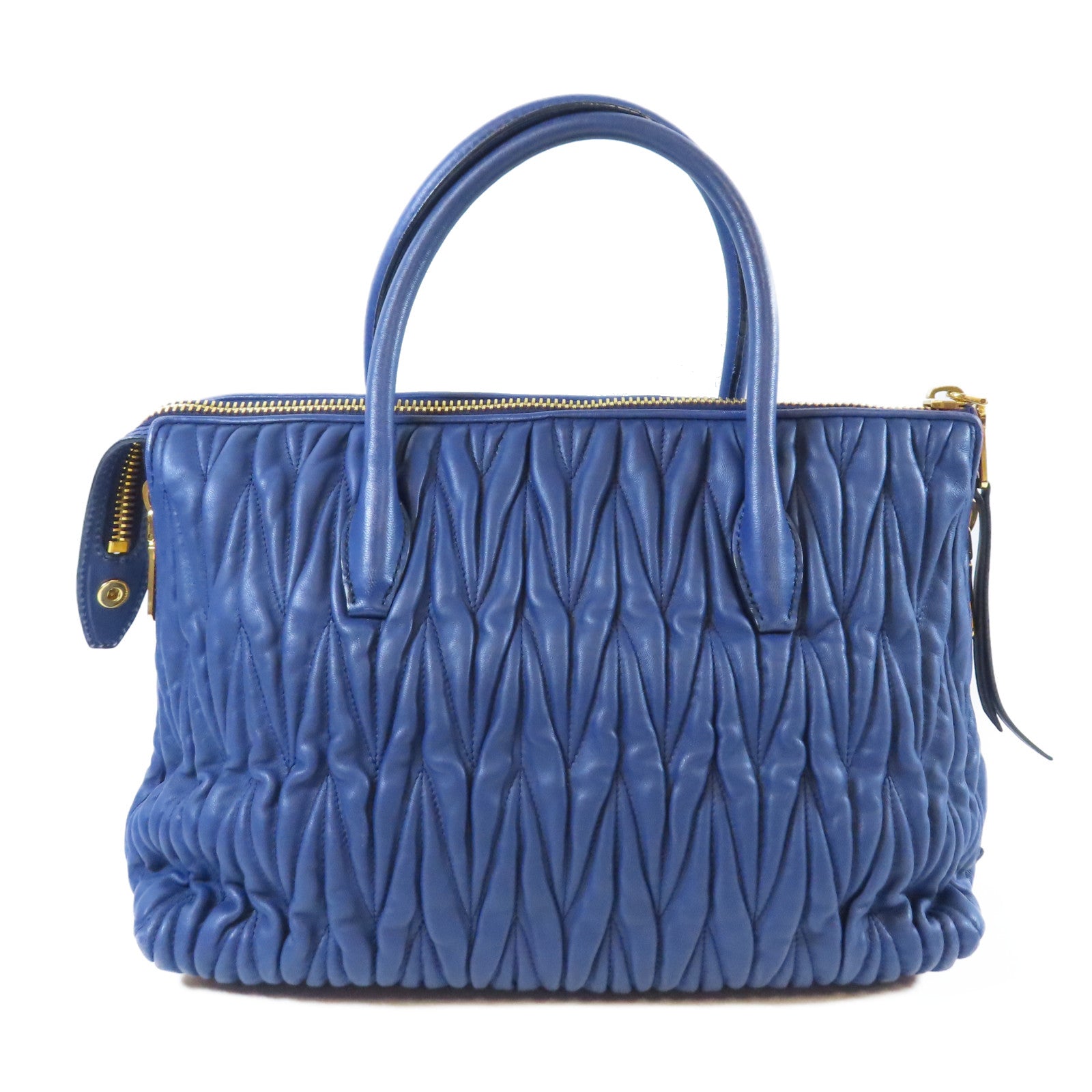 Miu Miu 牛皮皮革Handbag金扣手挽袋藍色