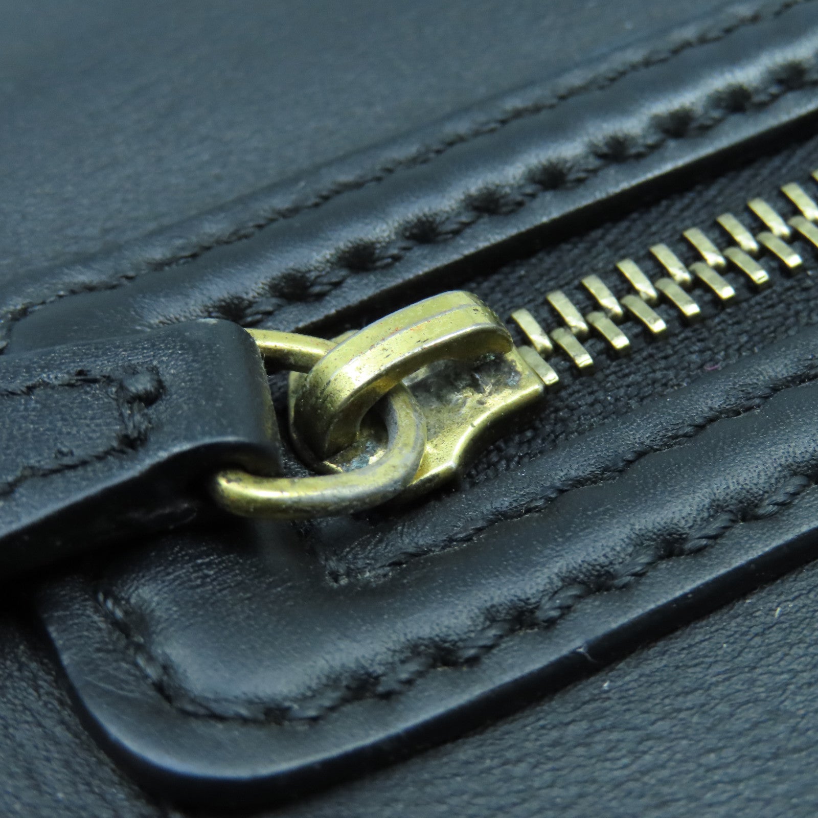CELINE Cowhide Leather Mini Luggage Gold Buckle Handle Bag Black