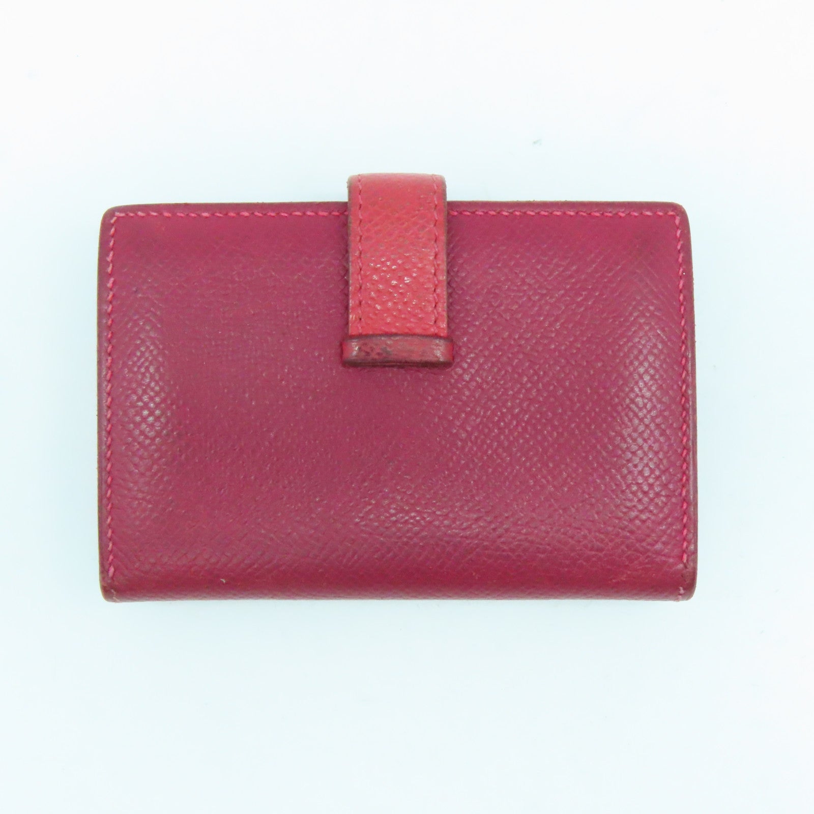 HERMES Epsom皮革Bearn Card Case銀扣卡片套暗紅/番茄紅