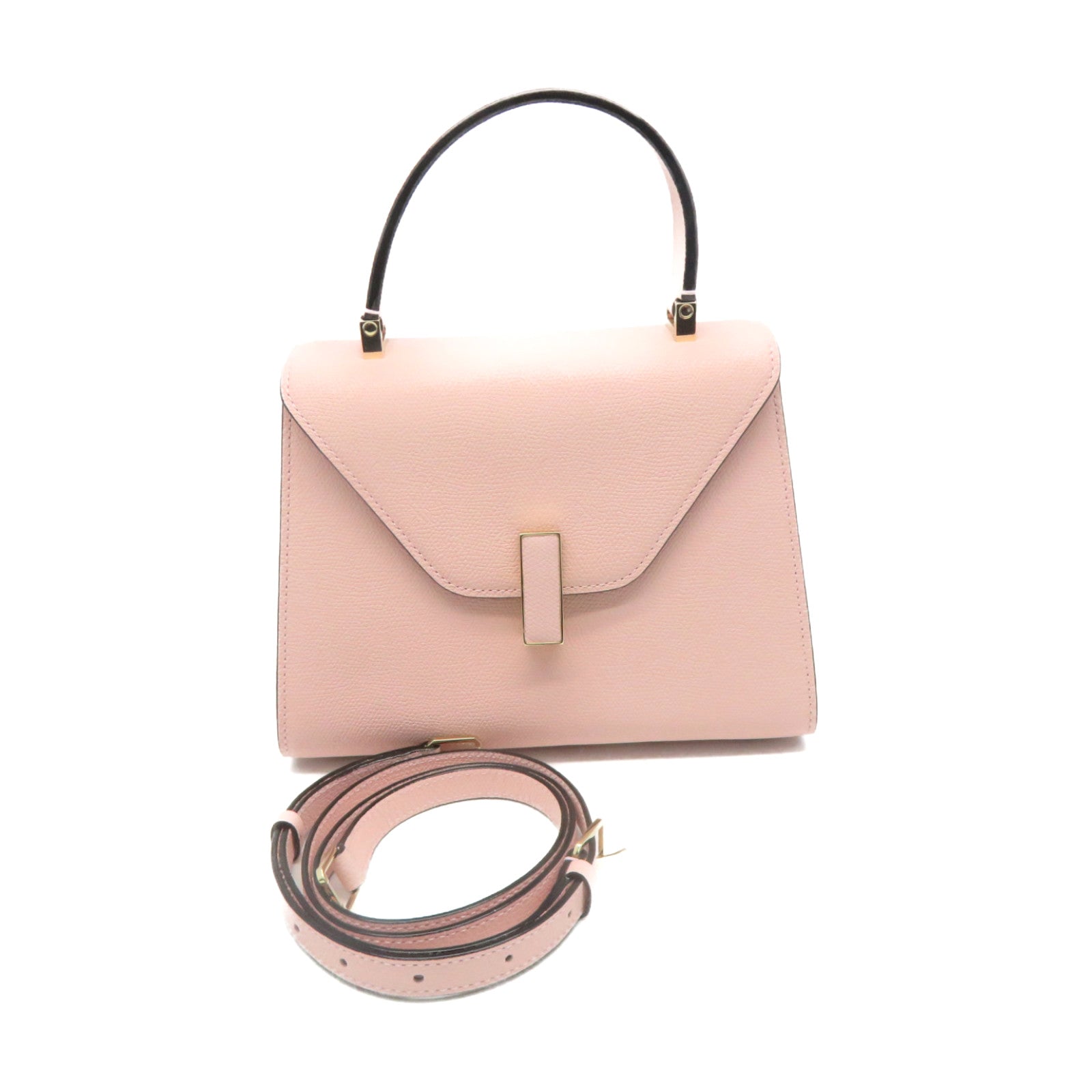 SELECTION Cowhide Leather Valextra Mini Textued 2Way Hand Bag Pink