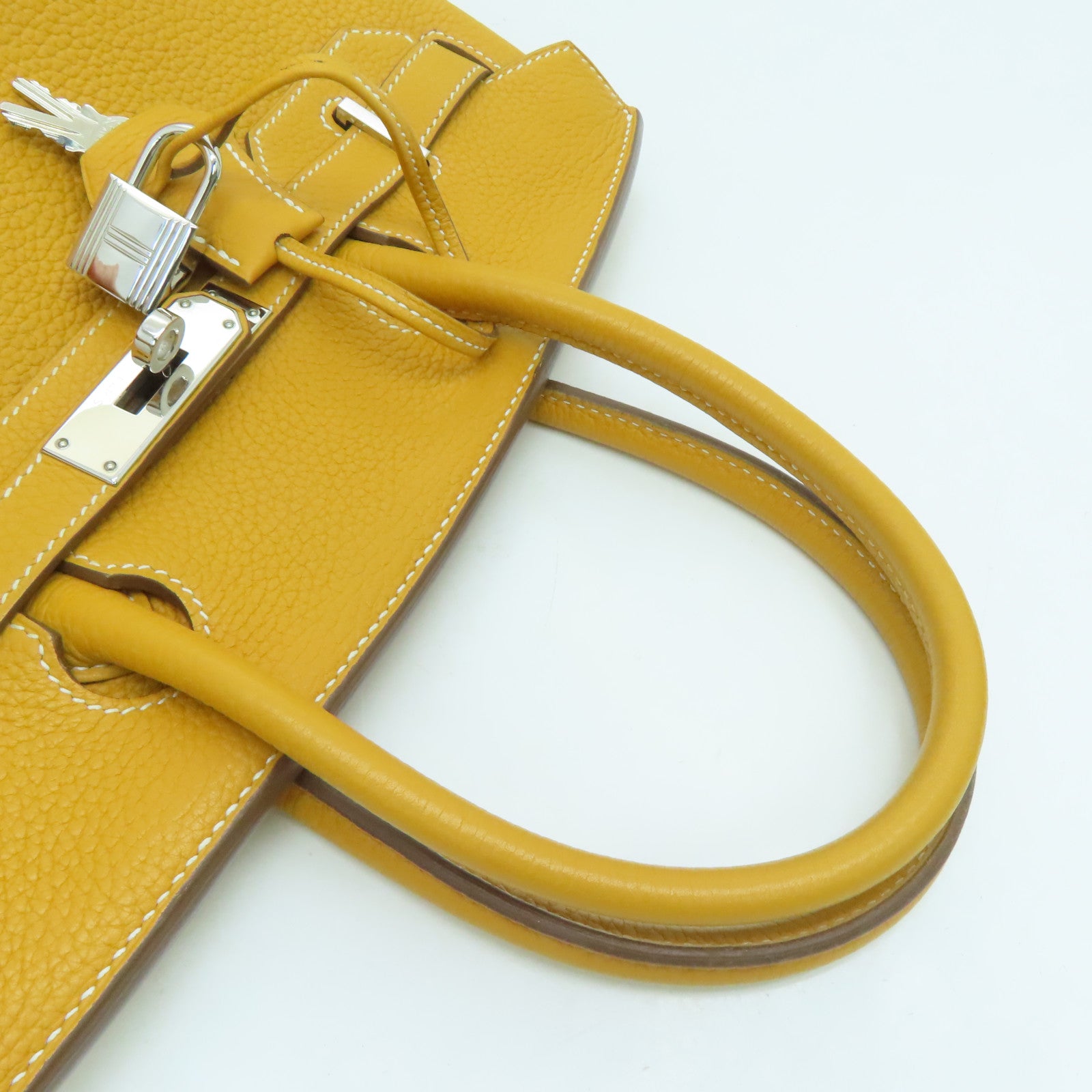 HERMES Togo皮革Birkin 30银扣手挽袋Moutrade芥末黄