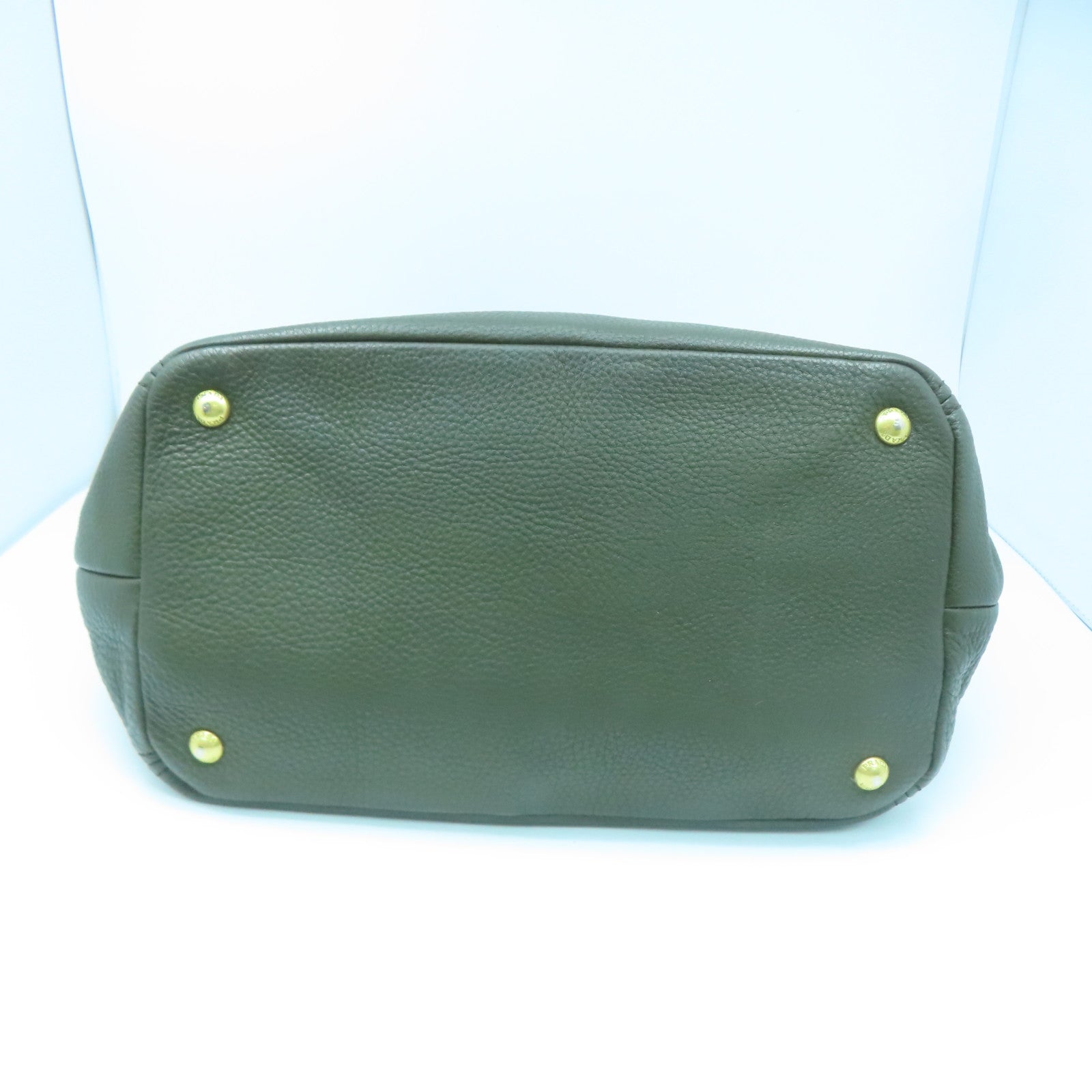 PRADA cowhide leather Shoulder Bag gold buckle handle shoulder bag green