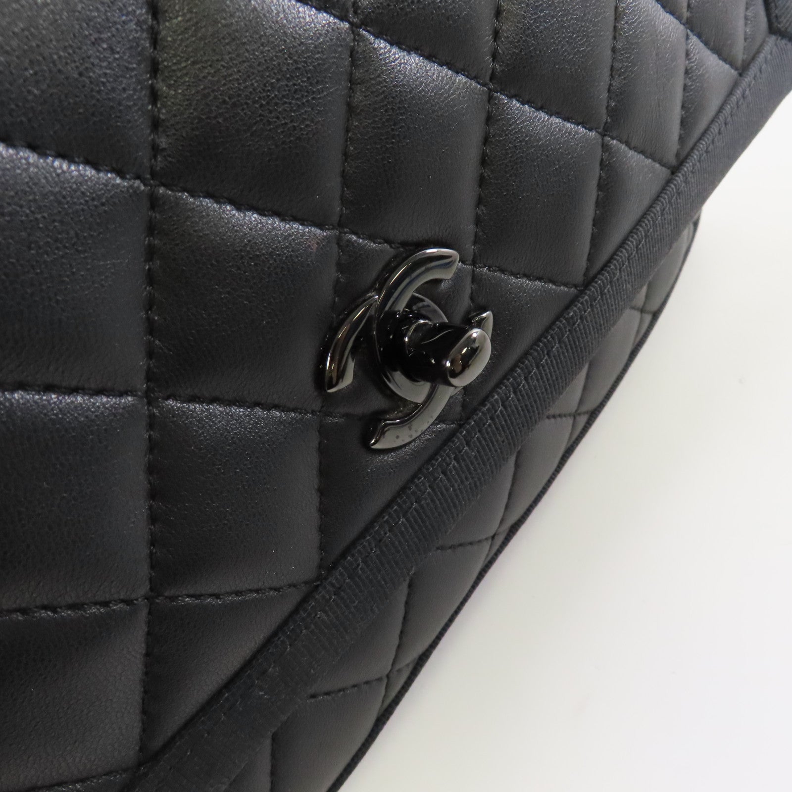CHANEL 菱格羊皮皮革Chain Shoulder Bag鏈帶肩背袋黑色