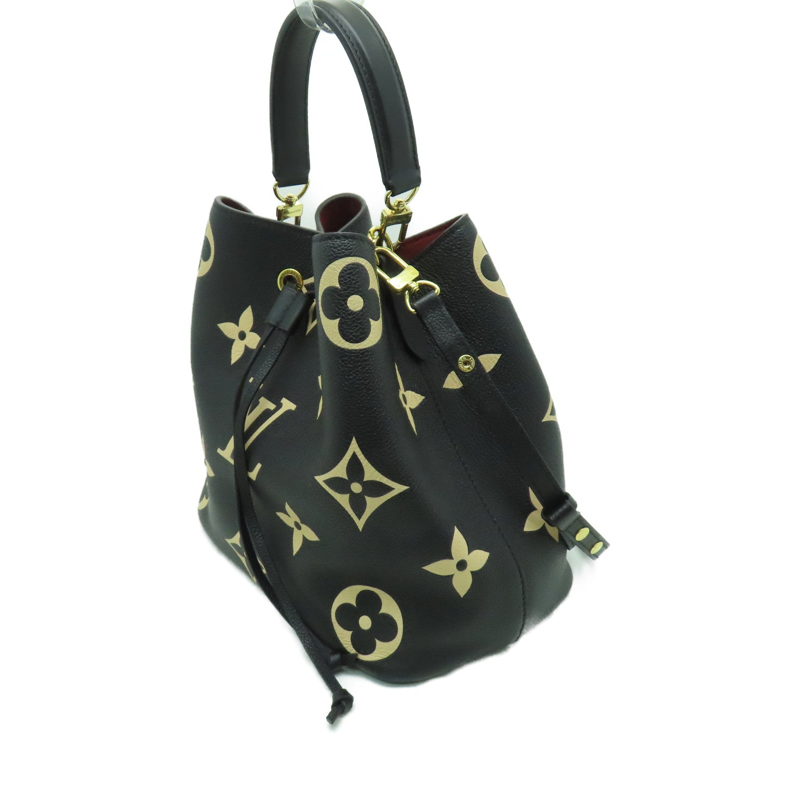 LOUIS VUITTON Monogram Empreinte Neo Noe MM金扣手挽肩背兩用袋黑色