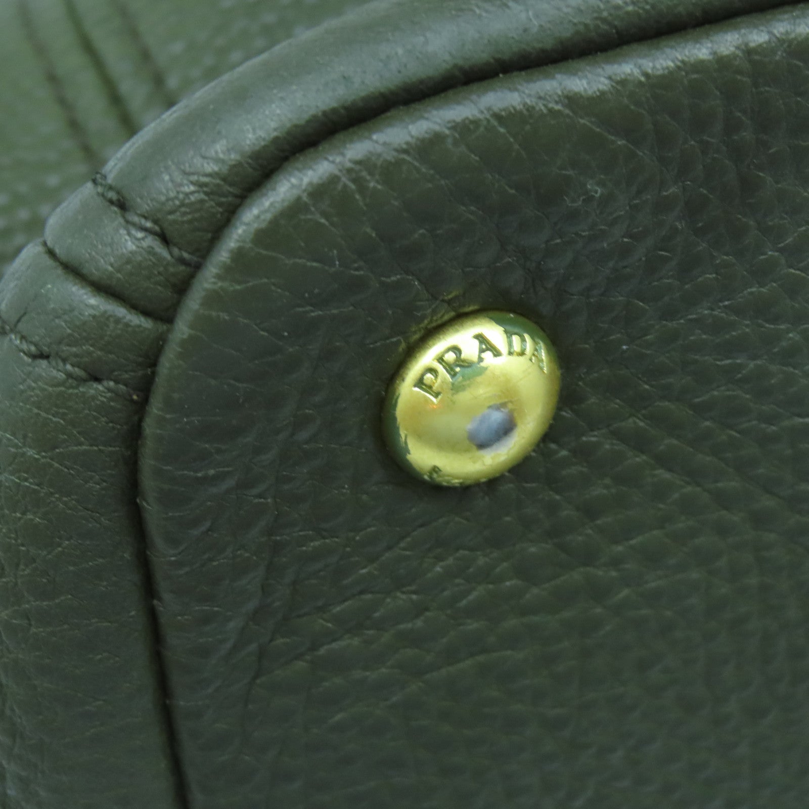 PRADA cowhide leather Shoulder Bag gold buckle handle shoulder bag green