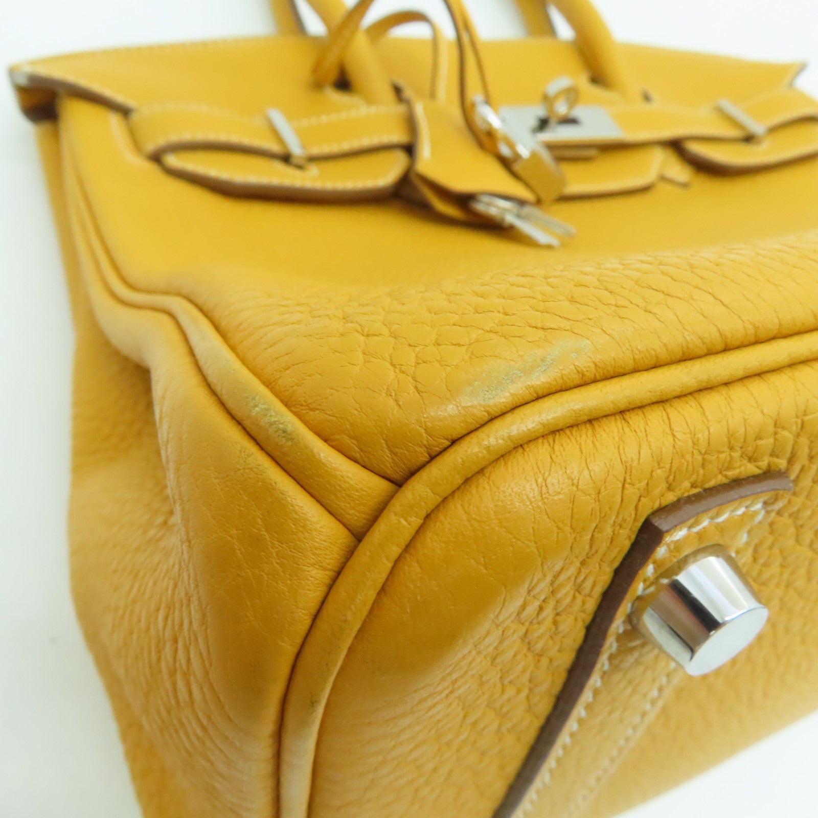 HERMES Togo皮革Birkin 30银扣手挽袋Moutrade芥末黄