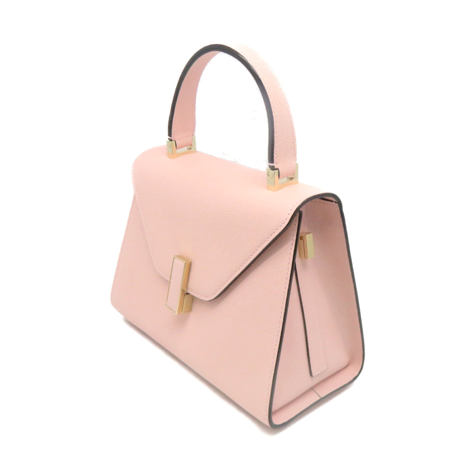 SELECTION Cowhide Leather Valextra Mini Textued 2Way Hand Bag Pink