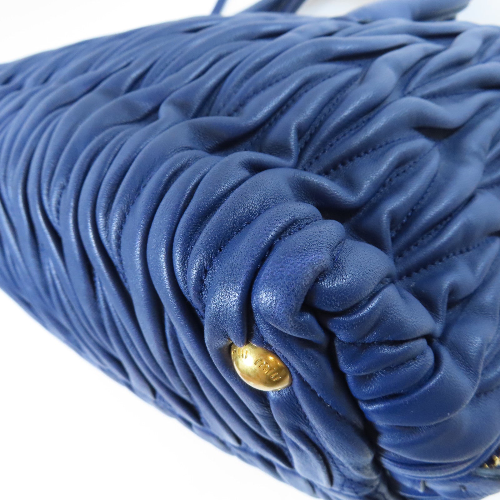 Miu Miu 牛皮皮革Handbag金扣手挽袋藍色
