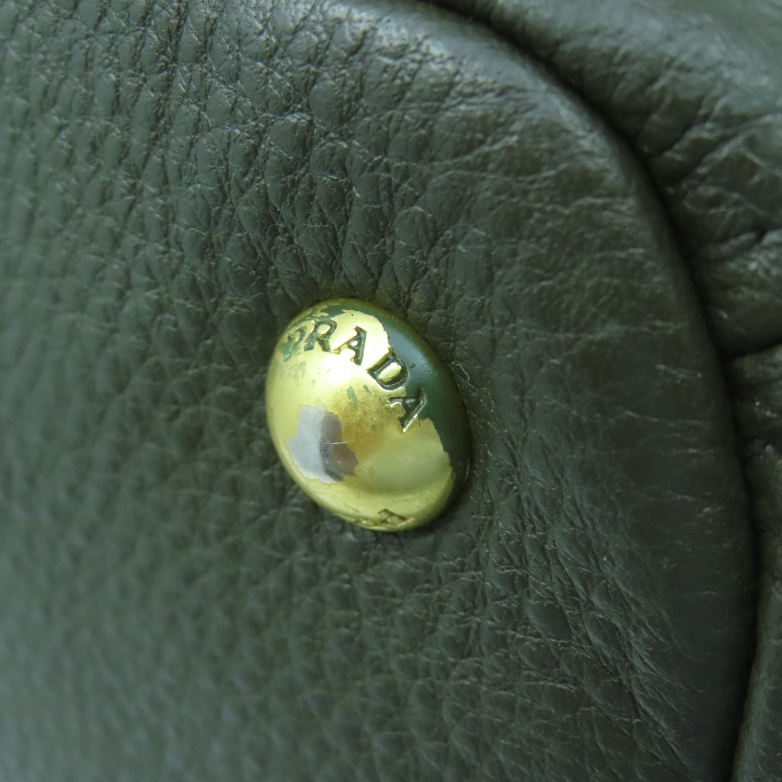 PRADA cowhide leather Shoulder Bag gold buckle handle shoulder bag green