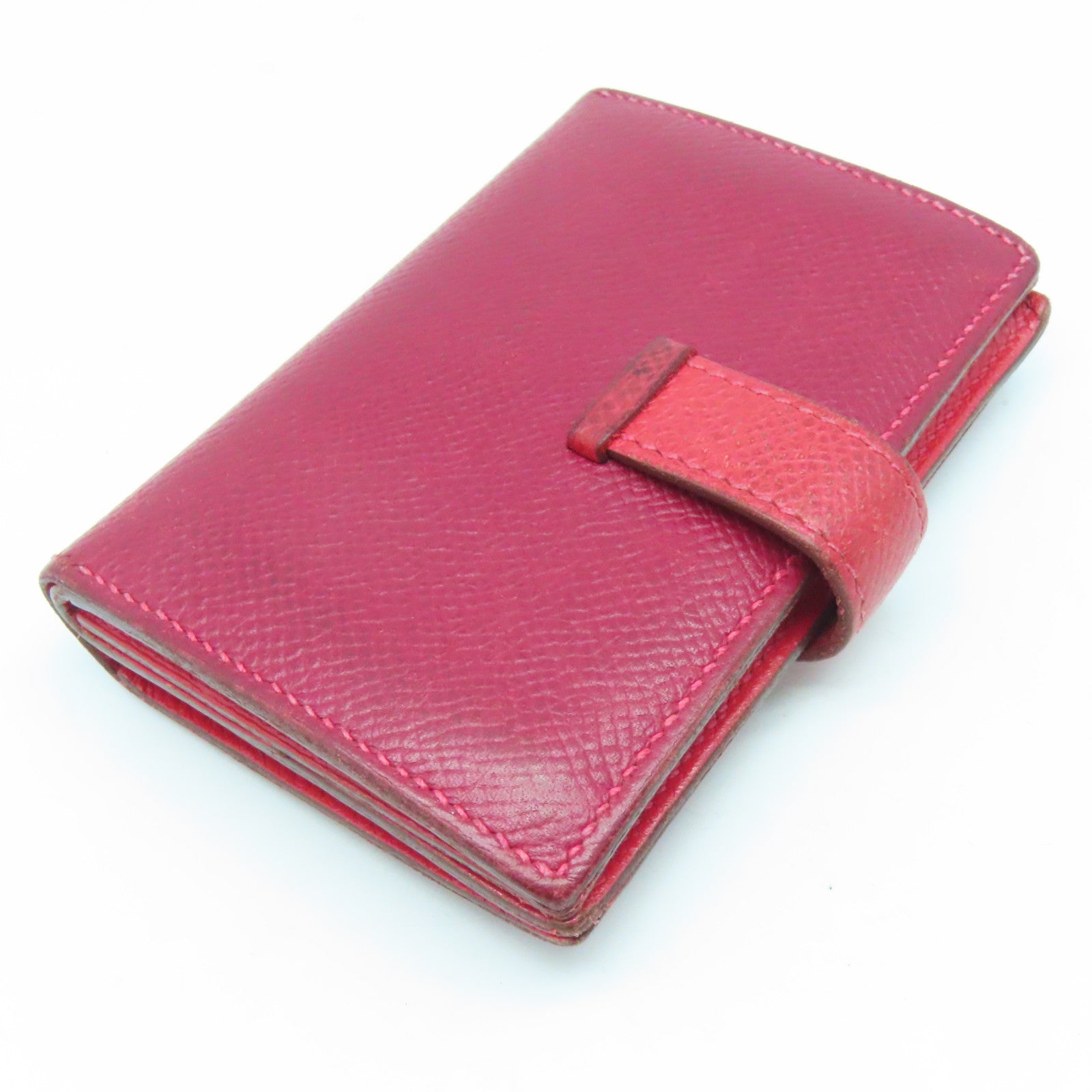 HERMES Epsom皮革Bearn Card Case銀扣卡片套暗紅/番茄紅