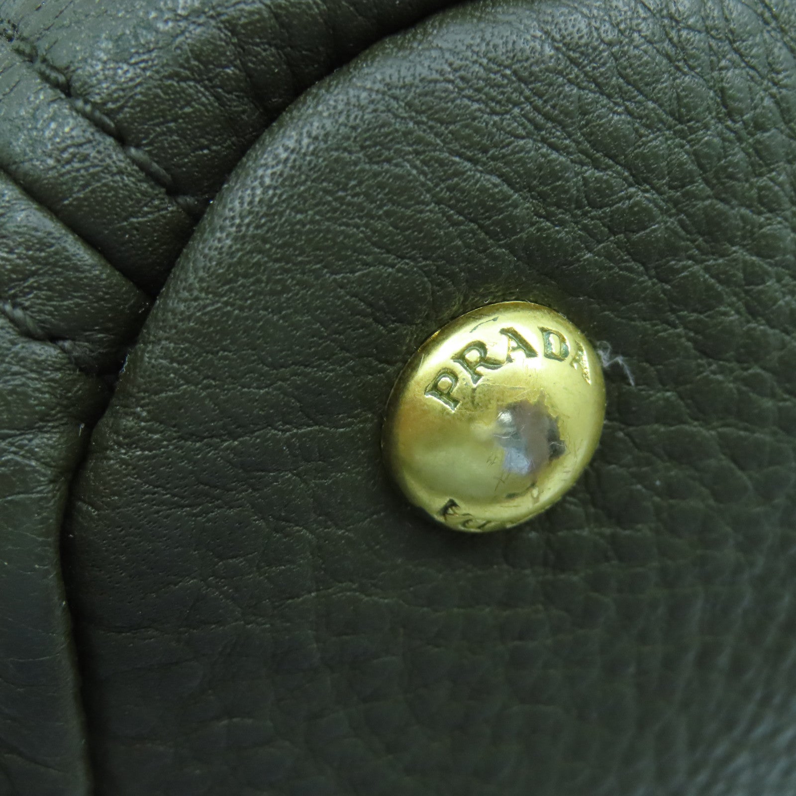PRADA cowhide leather Shoulder Bag gold buckle handle shoulder bag green