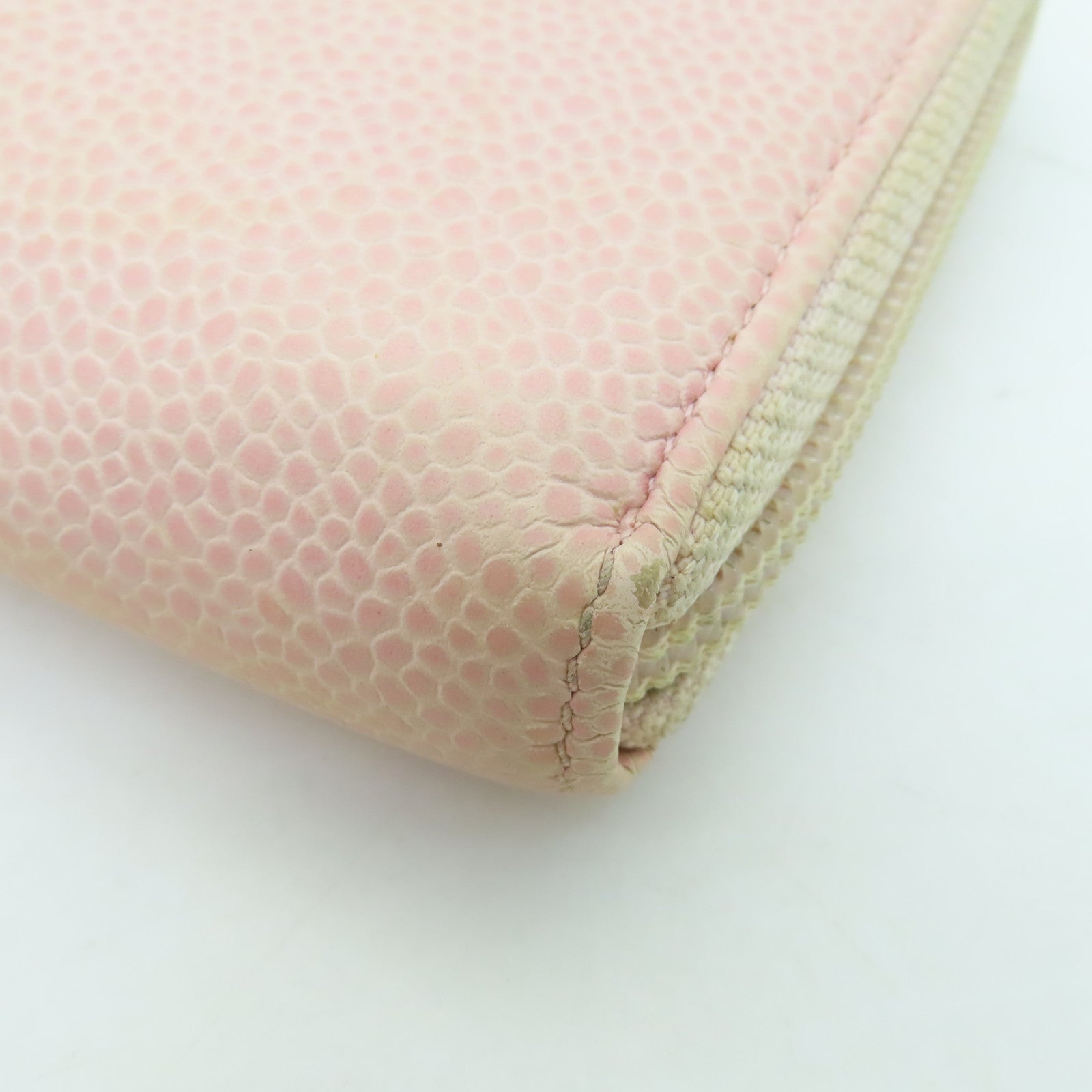 CHANEL Caviar Leather Zipper Long Wallet Silver Buckle Long Wallet Pink