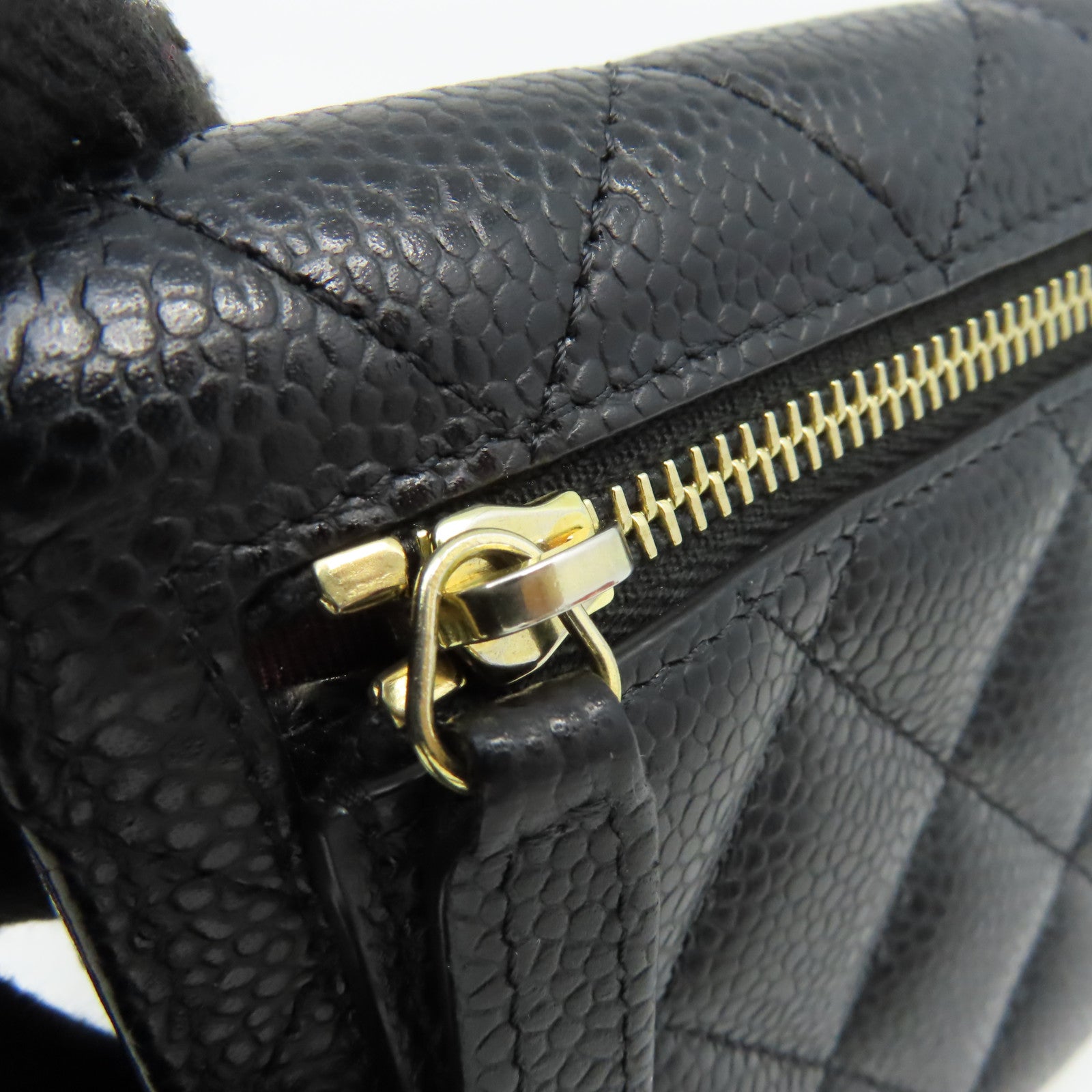 CHANEL 菱格Caviar皮革Short Wallet金扣短錢包黑色