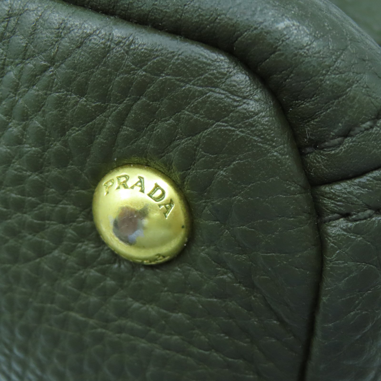 PRADA cowhide leather Shoulder Bag gold buckle handle shoulder bag green