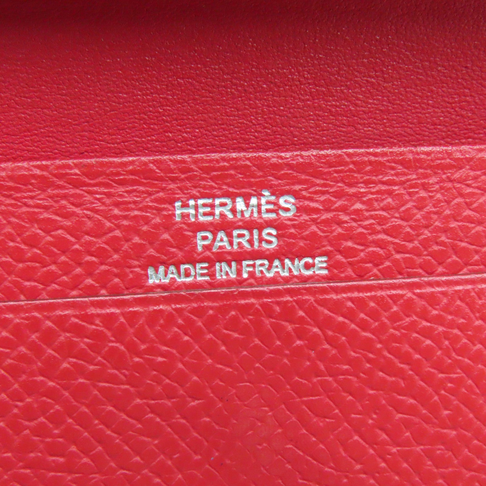 HERMES Epsom皮革Bearn Card Case銀扣卡片套暗紅/番茄紅
