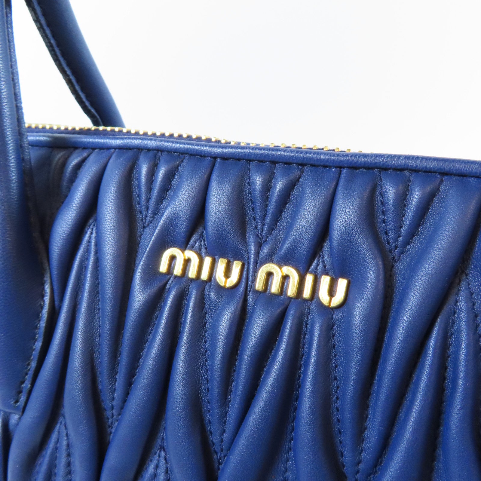 Miu Miu 牛皮皮革Handbag金扣手挽袋藍色
