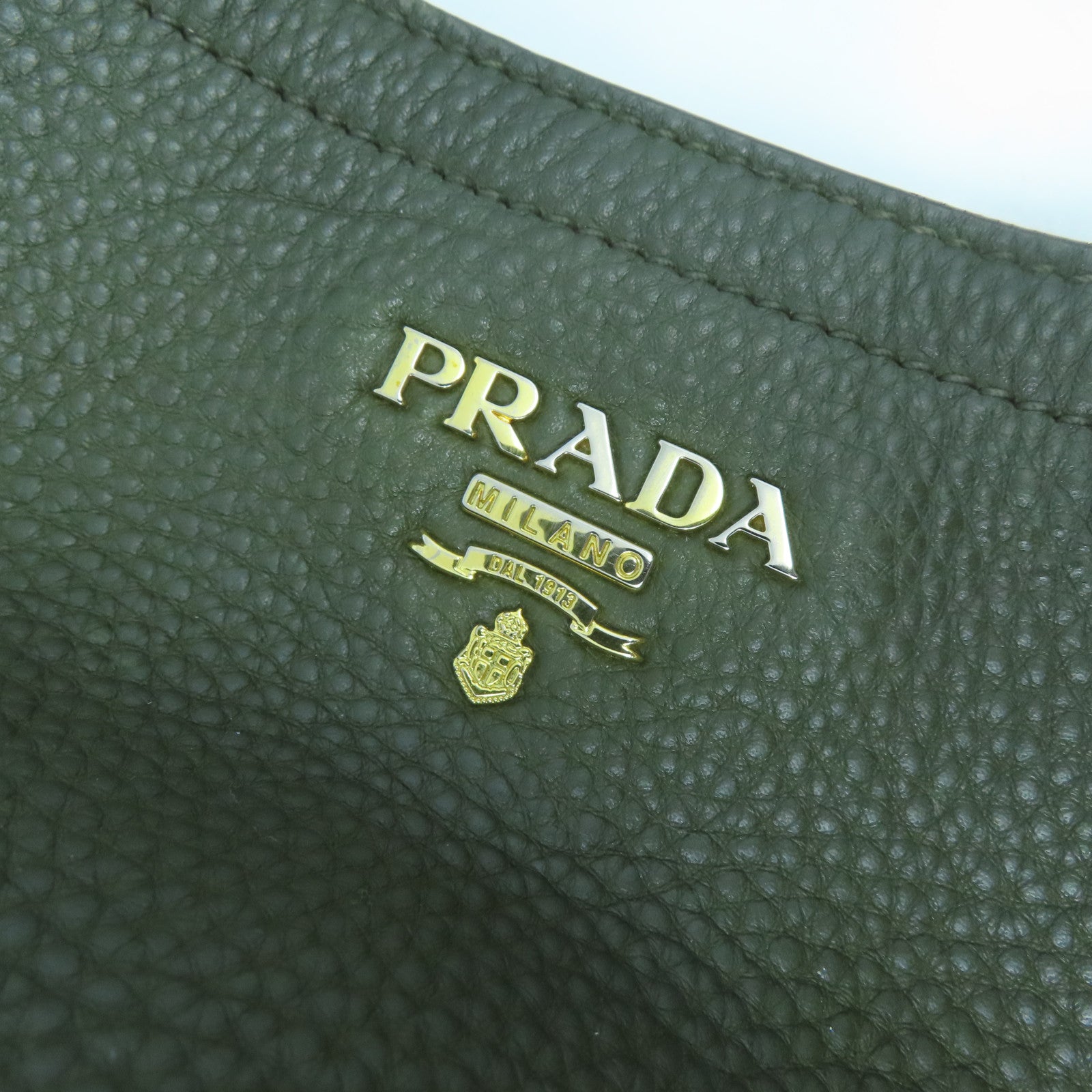 PRADA cowhide leather Shoulder Bag gold buckle handle shoulder bag green