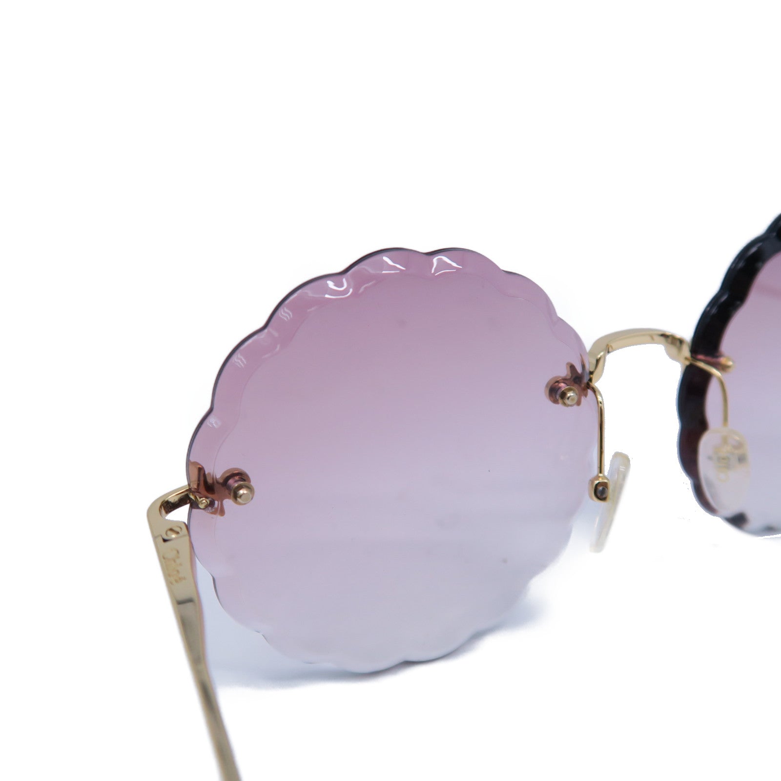 Chloe 金屬/PVC Sunglasses太陽眼鏡紫色/米色