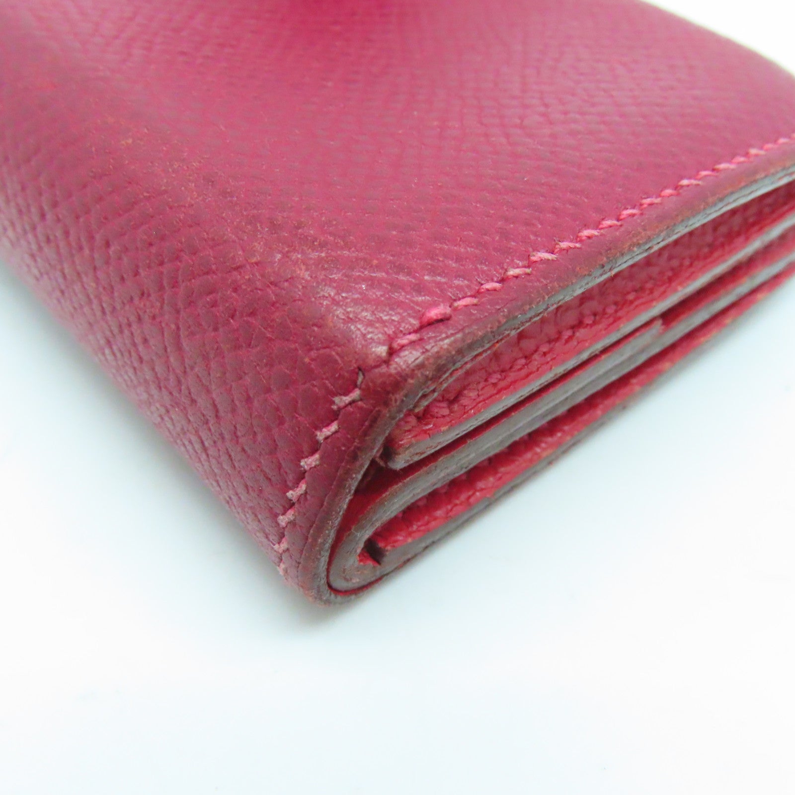 HERMES Epsom皮革Bearn Card Case銀扣卡片套暗紅/番茄紅