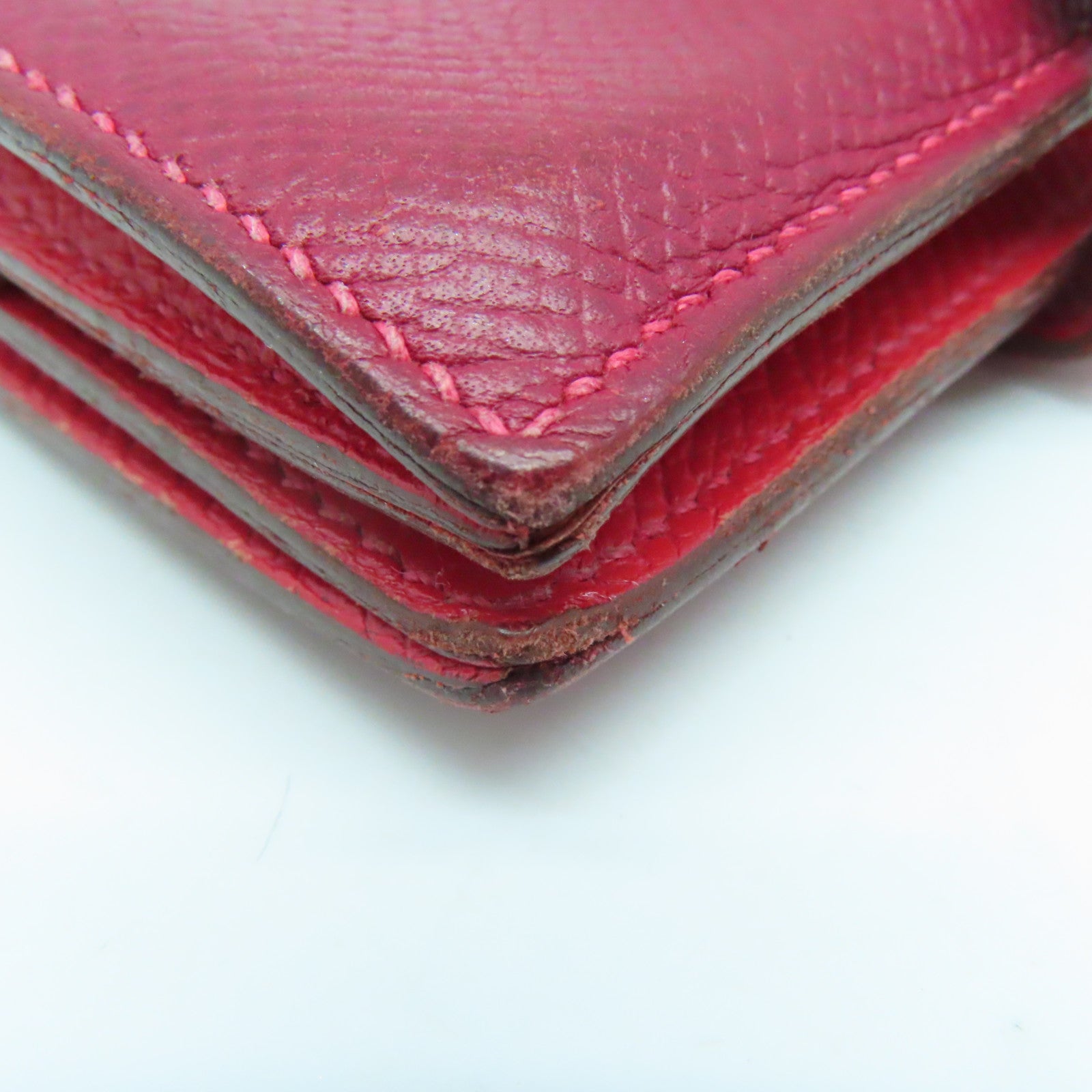 HERMES Epsom皮革Bearn Card Case銀扣卡片套暗紅/番茄紅