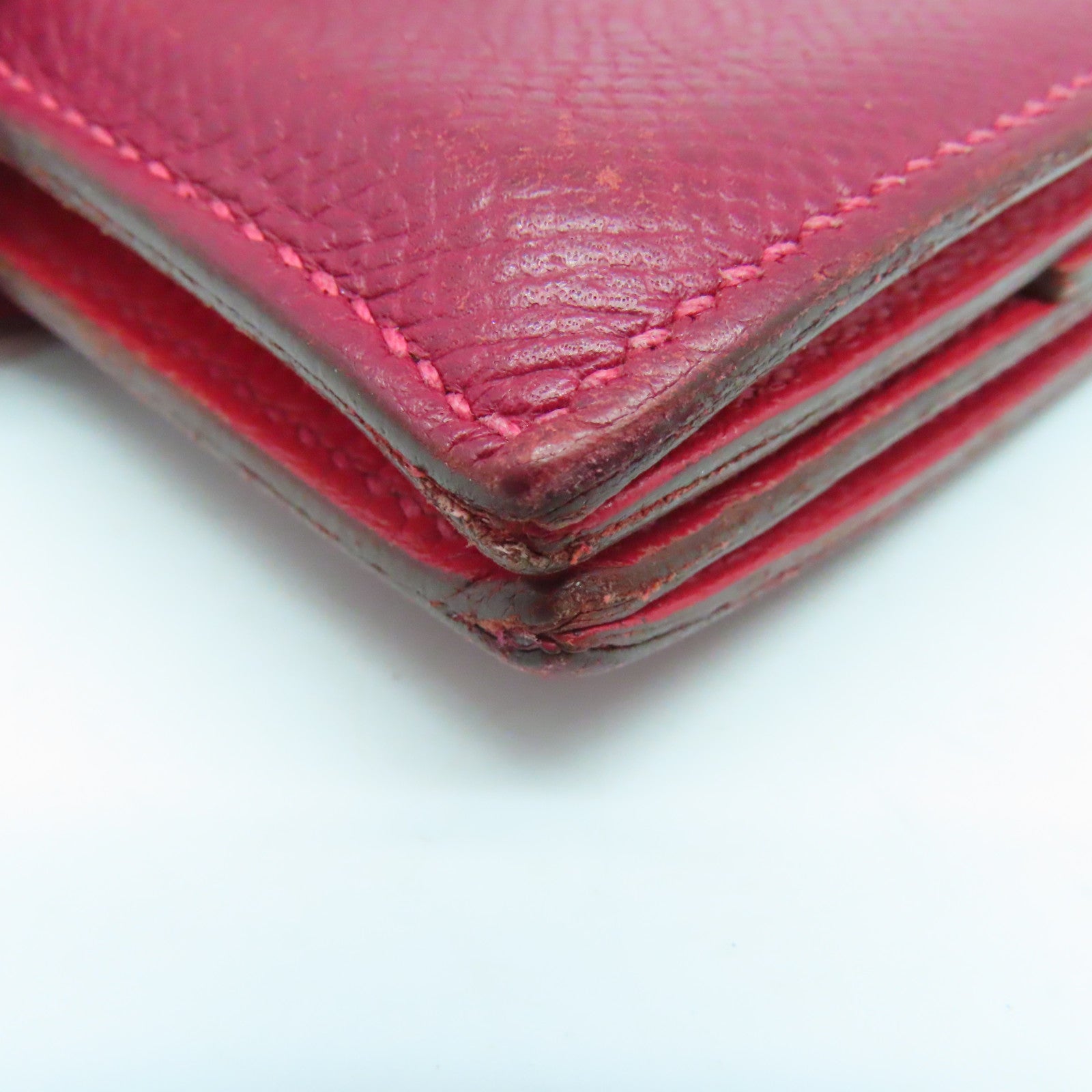 HERMES Epsom皮革Bearn Card Case銀扣卡片套暗紅/番茄紅