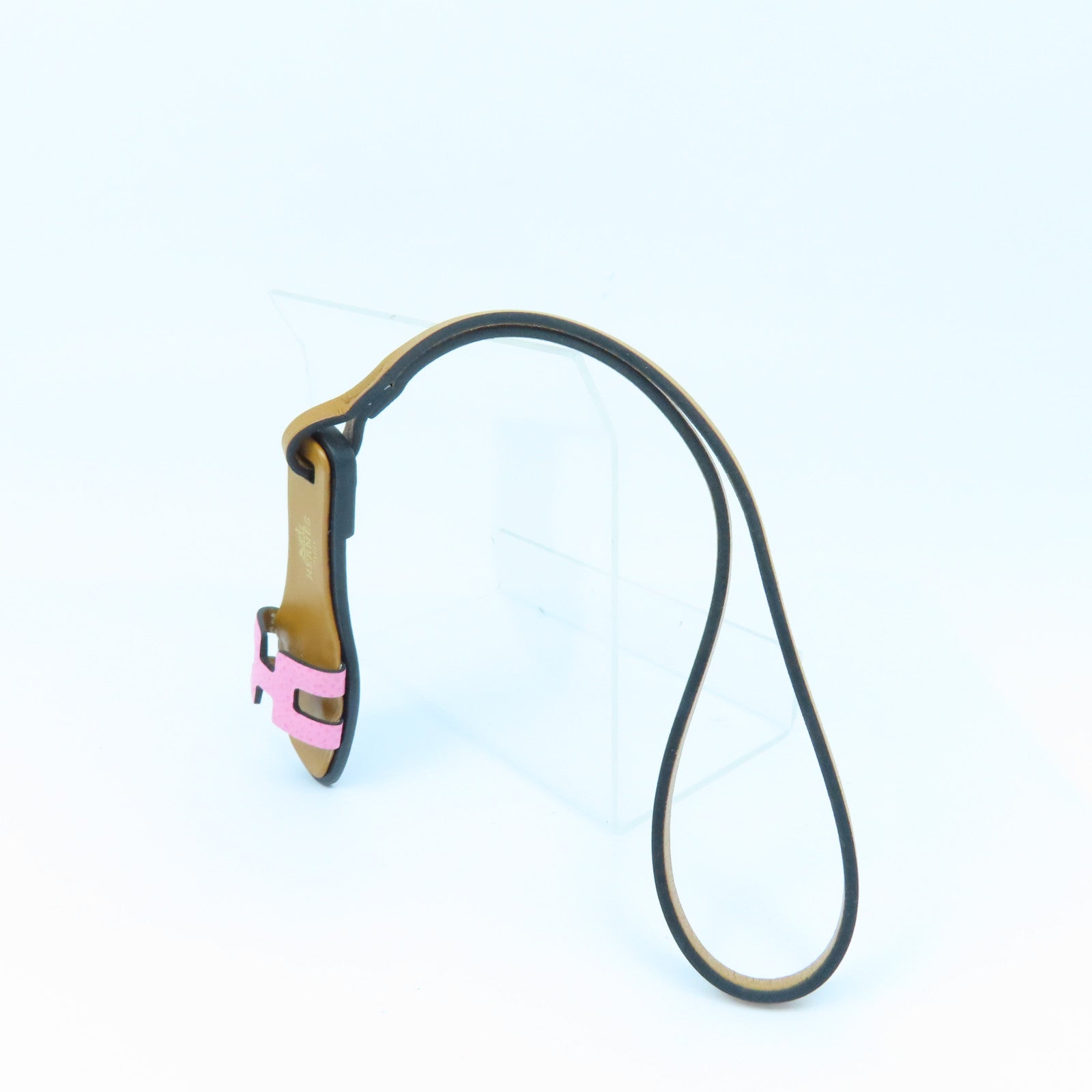 HERMES Leather Oran Nano Charm Charm Brown/Pink