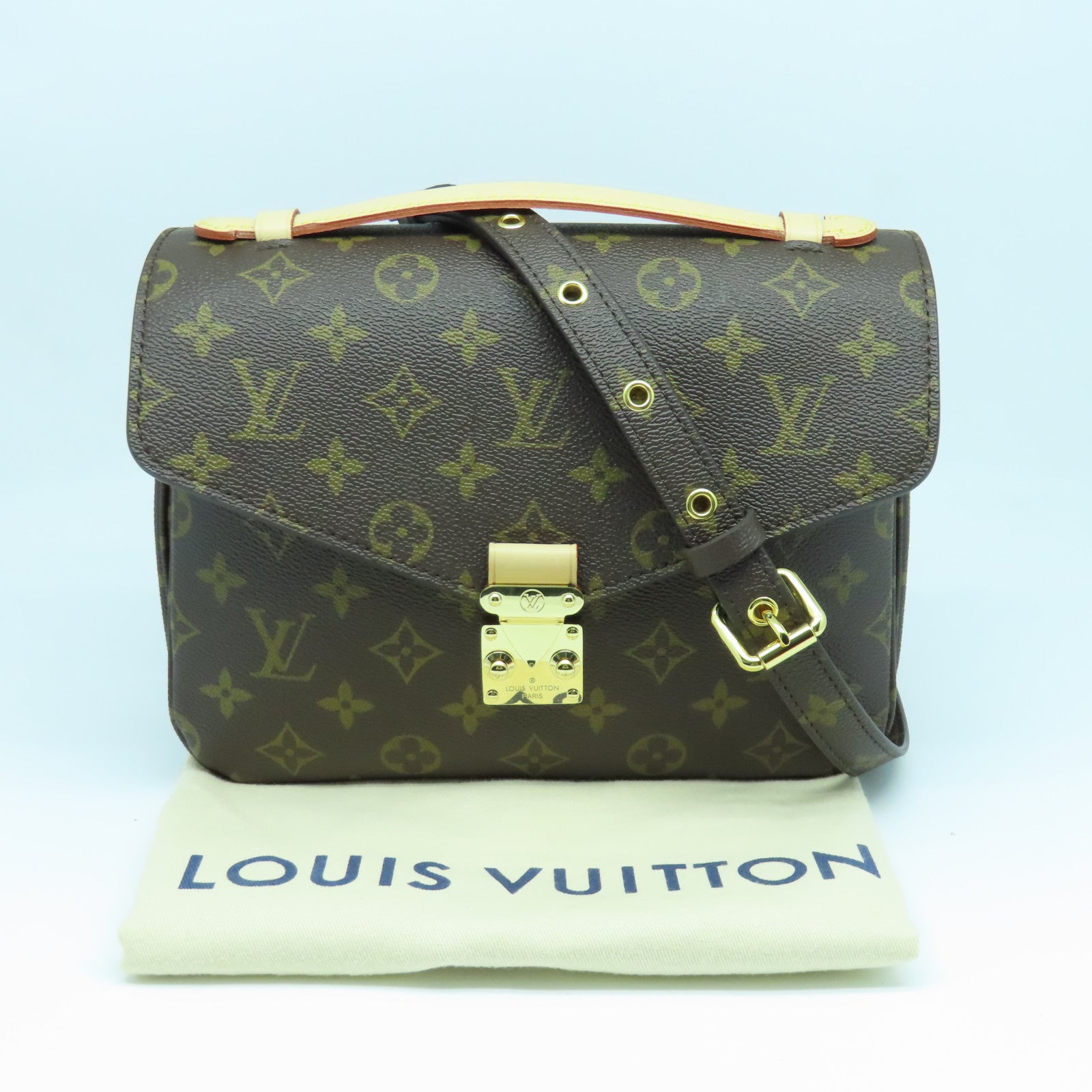 LOUIS VUITTON Monogram Pochette Metis金扣手挽肩背两用袋啡色