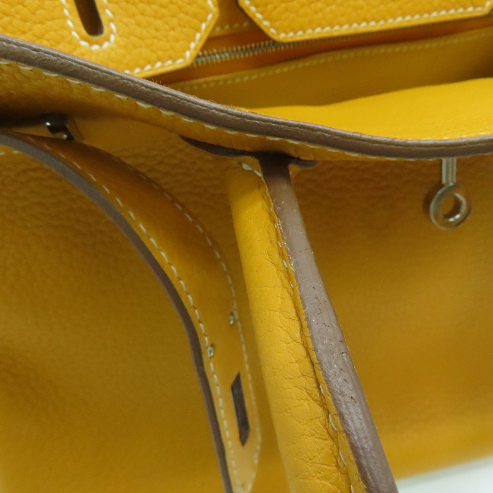 HERMES Togo皮革Birkin 30银扣手挽袋Moutrade芥末黄
