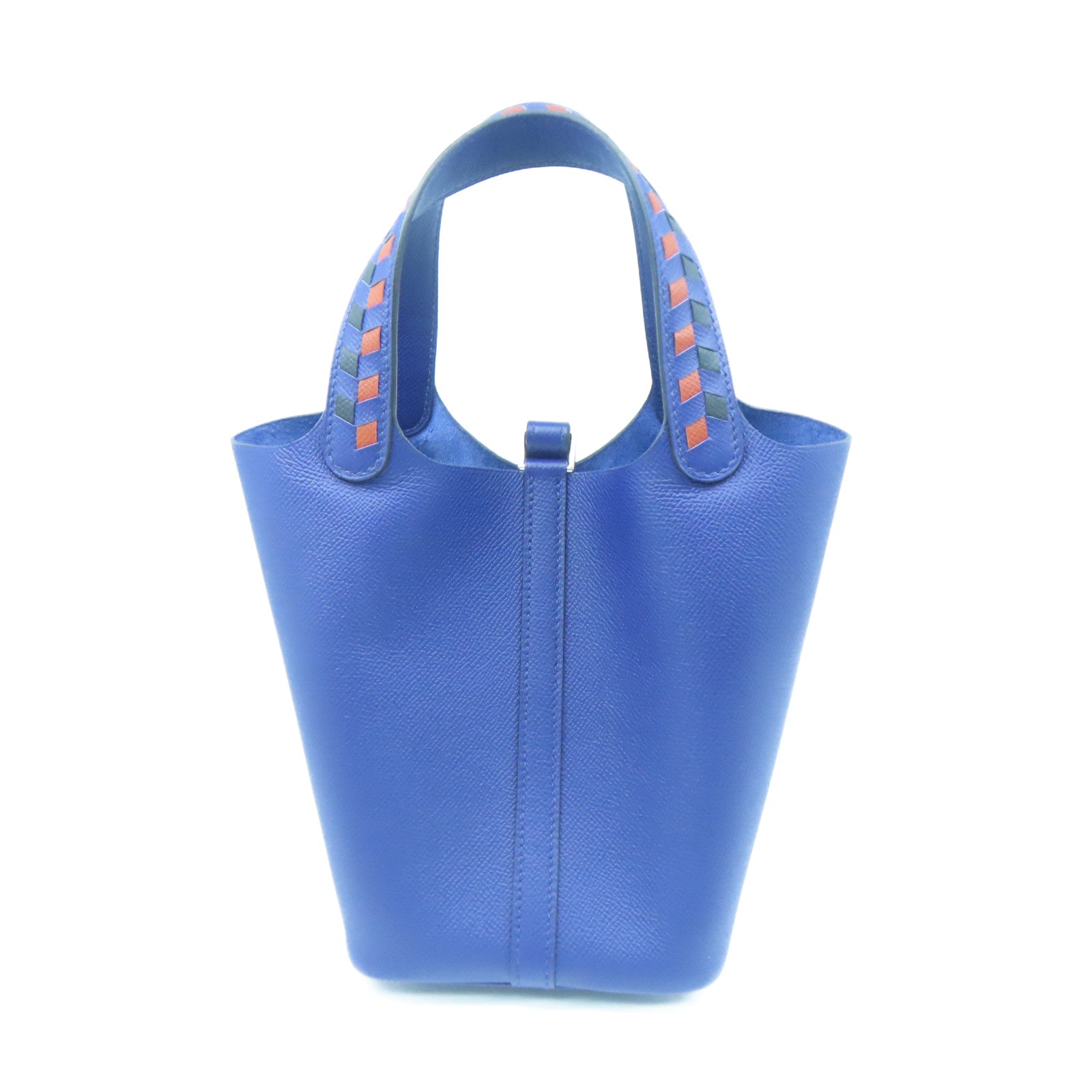 HERMES Epsom Leather Picotin PM Silver Buckle Handle Bag Sapphire Blue