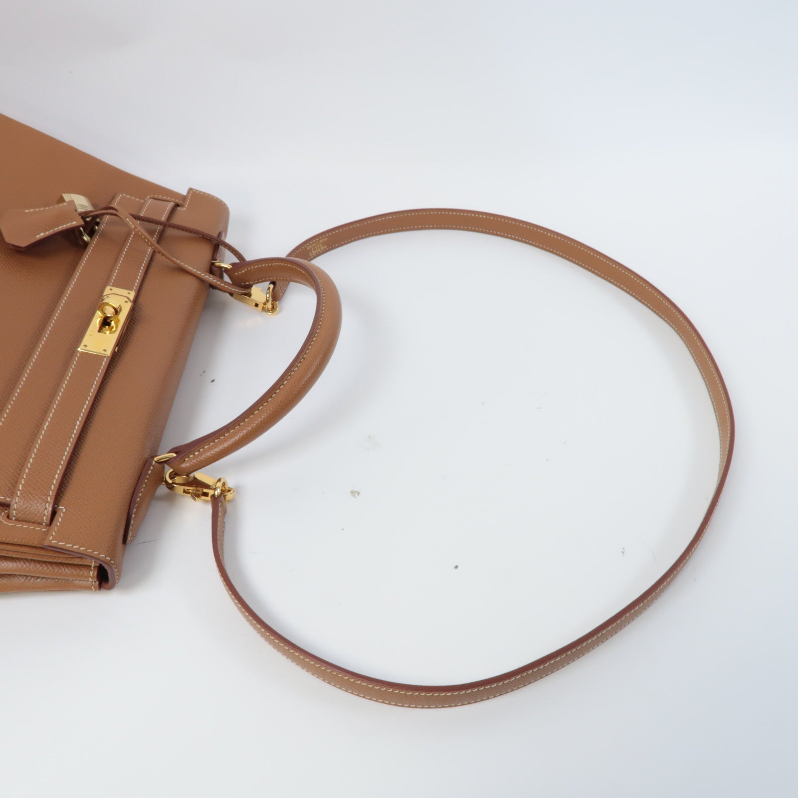 HERMES Epsom皮革Kelly 32金扣手挽肩背兩用袋啡色
